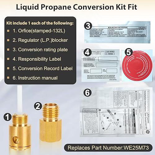 Miniatura 4 de WE25M74 Kit de conversión de gas natural a LP, compatible con secadores GE o kenmore como 26715321, 36371542, GTUN275GM0WW, reemplaza AP5305213