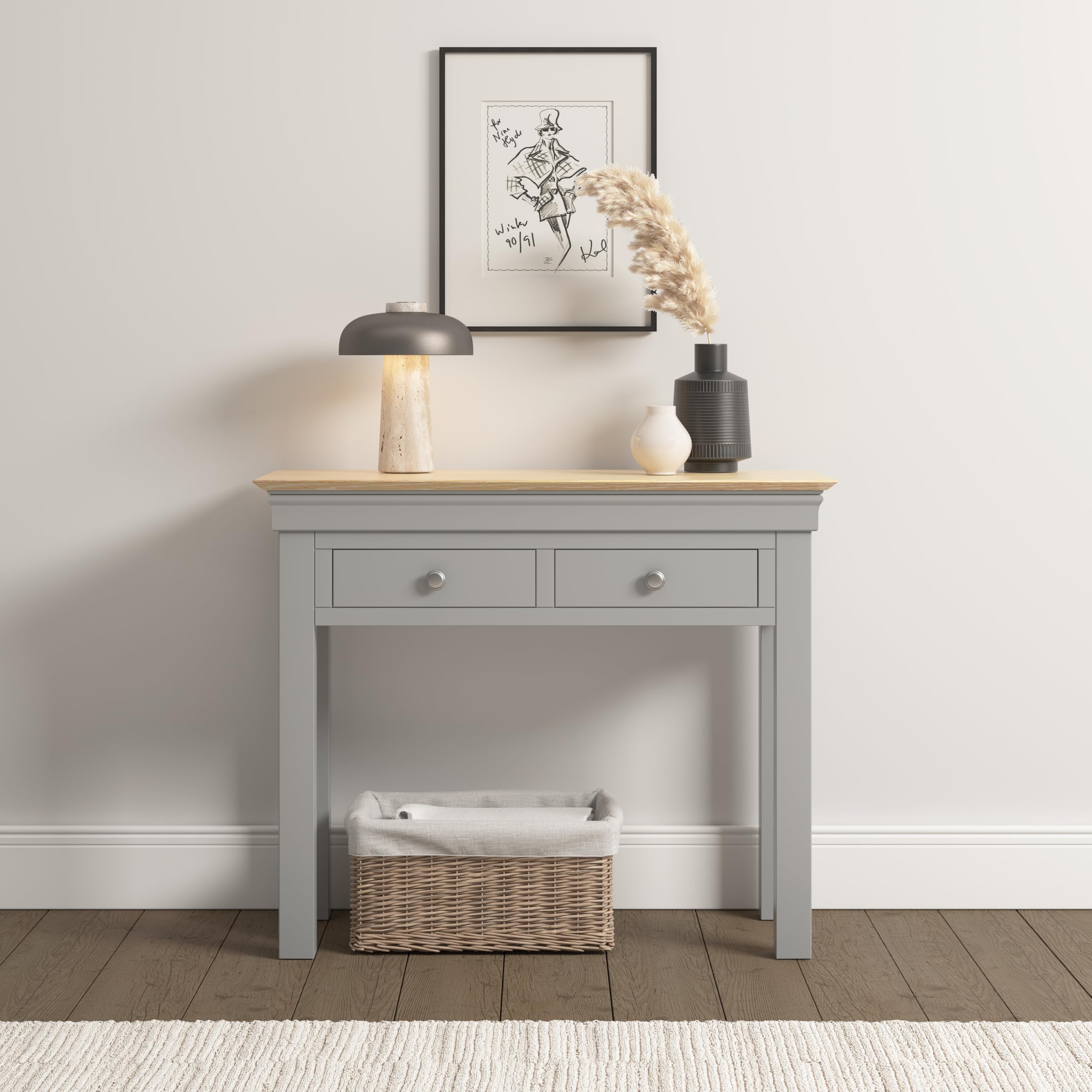 Seconique Bordeaux Console Table in Pebble Grey/Oak