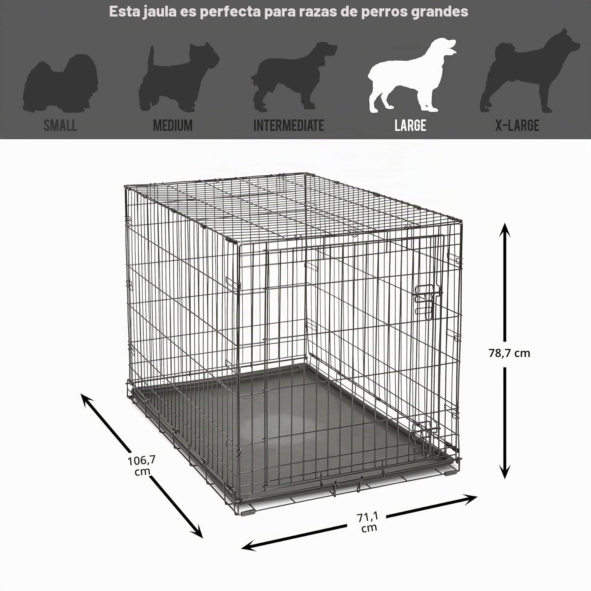 New World - Jaula plegable de metal para perros de 106 cm, seguridad mejorada, incluye bandeja a prueba de fugas, para razas grandes