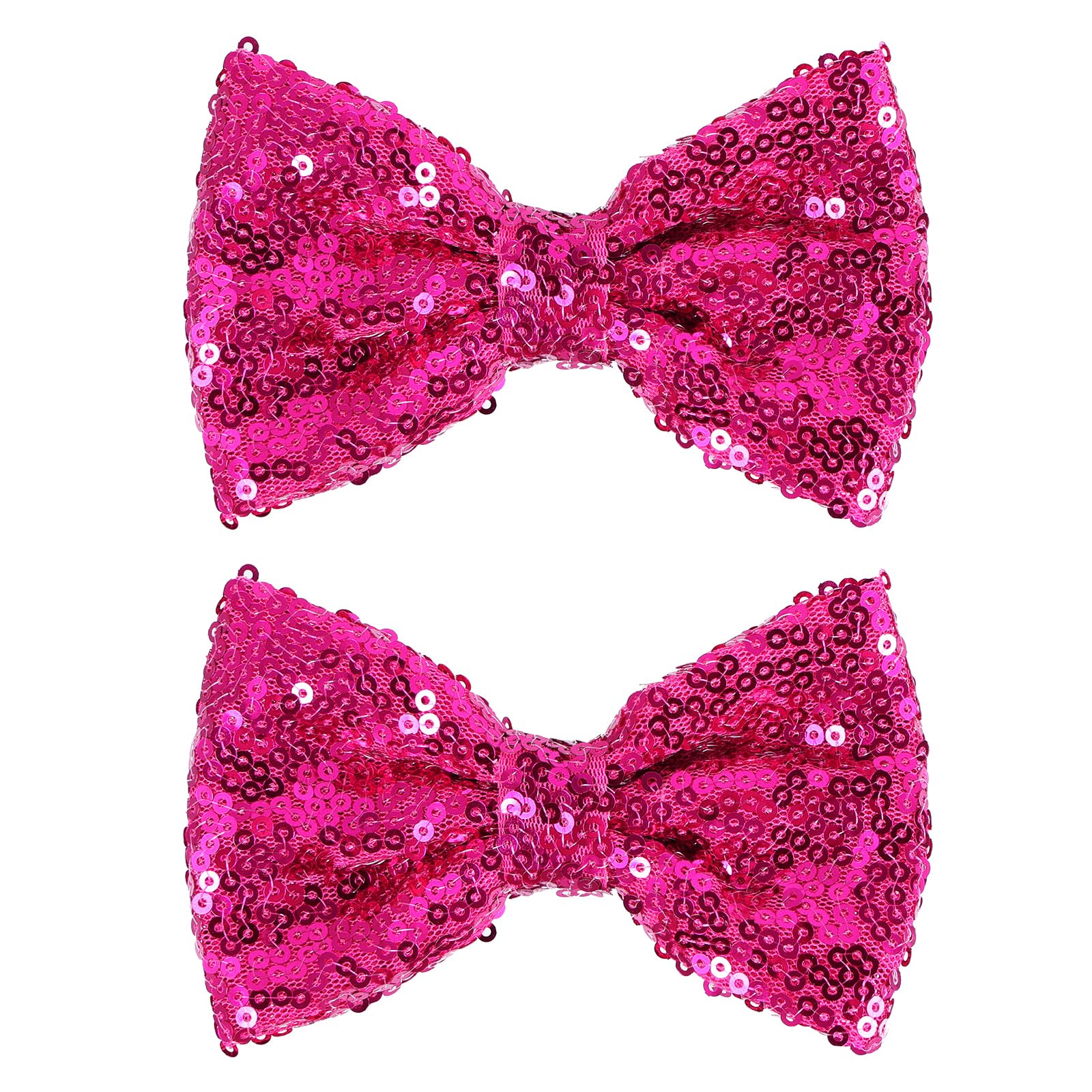 4" Hot Pink Sparkly Glitter Sequin Hair Bows Clips for Toddler Girls Valentines Christmas Birthday Gift Party Dress Outfit Decor Accessories Wedding Alligator Barrettes Hairpins