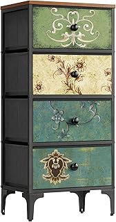 LYNCOHOME Chest of Drawers, Slim Bedroom Furniture with 4 Drawers, Storage Unit for Hallway, Living Room, Entryway, Nursery