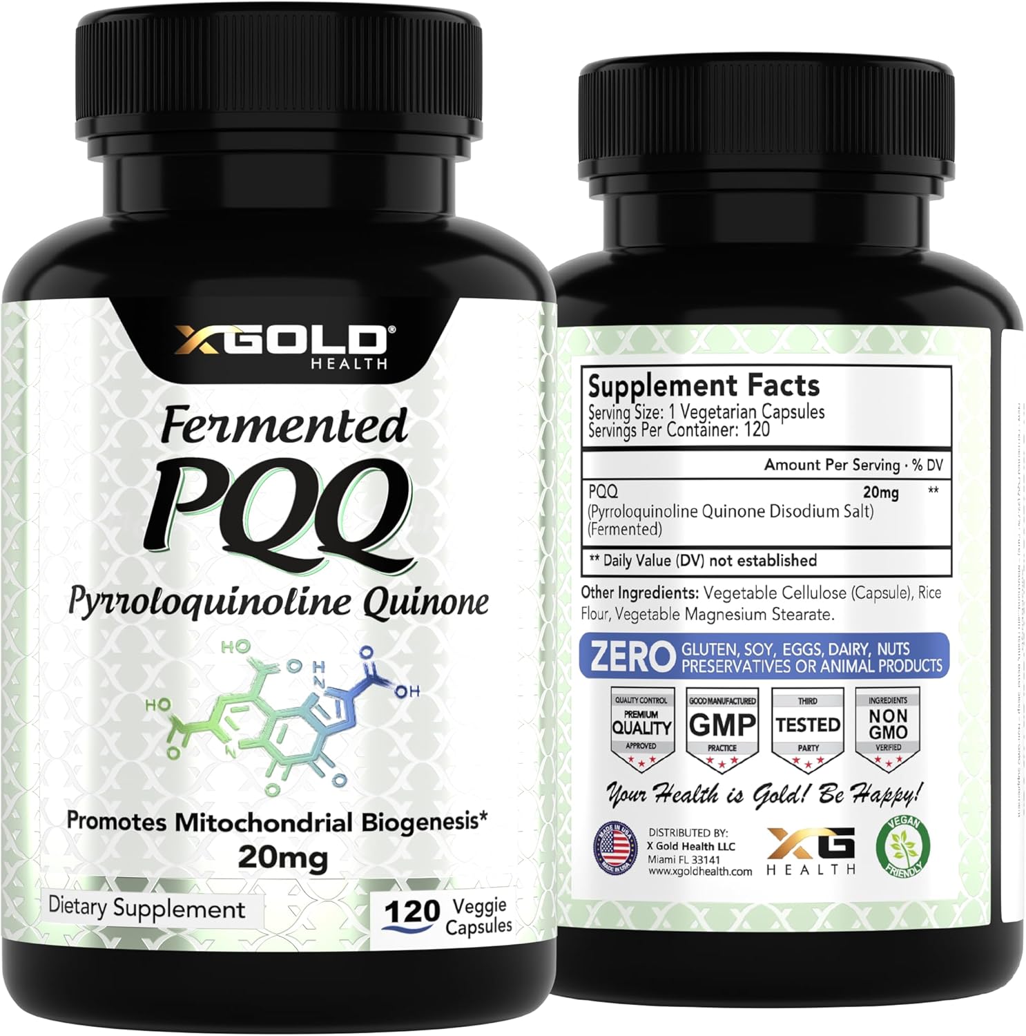 X Gold Health PQQ, pyrroloquinoline Quinone, 20 mg, Promotes The Growth of New Mitochondria, Gluten-Free, Non-GMO, Vegetarian, 120 Capsules - Image 7