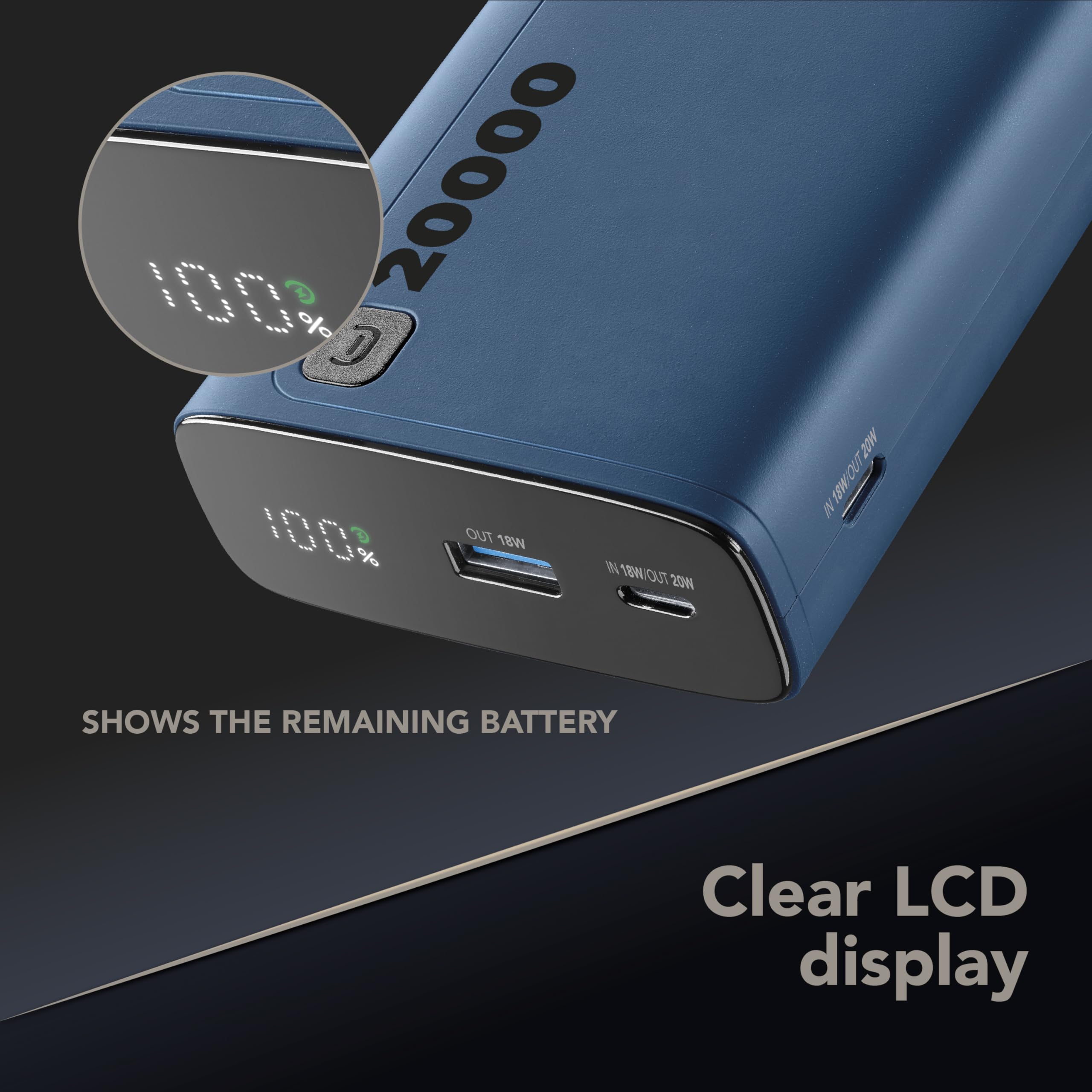 Cellularline - Elite 20000 - przenośna ładowarka - pojemność 20000 mAh - + 144 godziny dodatkowego ładowania - 1 x USB OUTPUT: technologia adaptacyjna 18 W, 2 x USB-C INPUT: 18 W/OUTPUT: 20 W, PD,