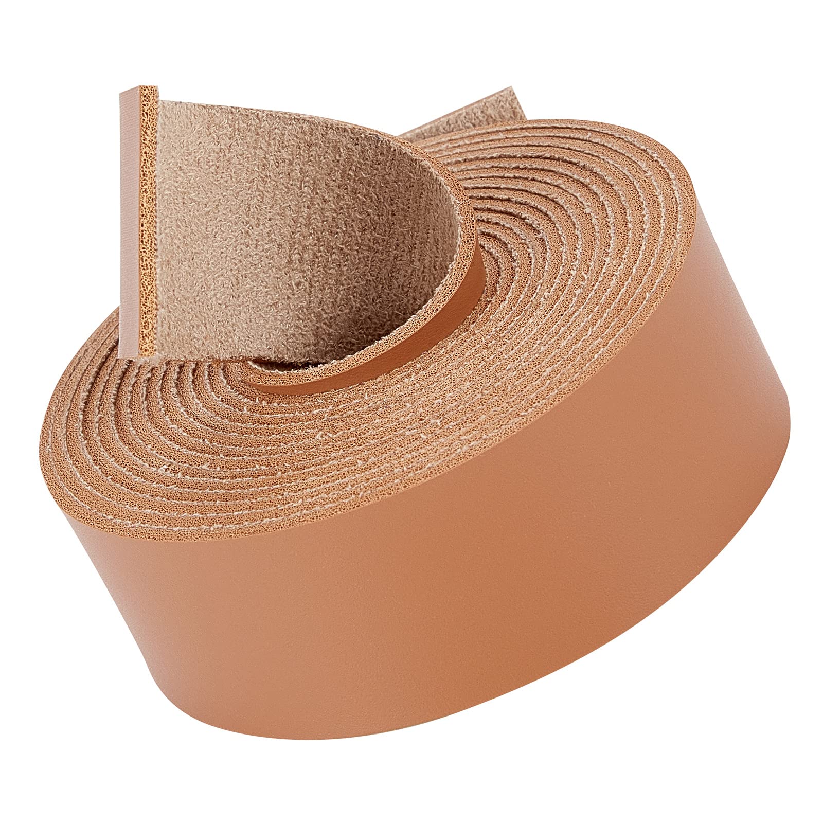 GORGECRAFT 79" Long 1" Wide Matte Sandy Brown Leather Strap Roll 2mm Thick Flat Leather Cord Strips Belt Wrap Single Sided Leather Braiding String Faux Cord Supplies for Crafts Handles Diy Projects