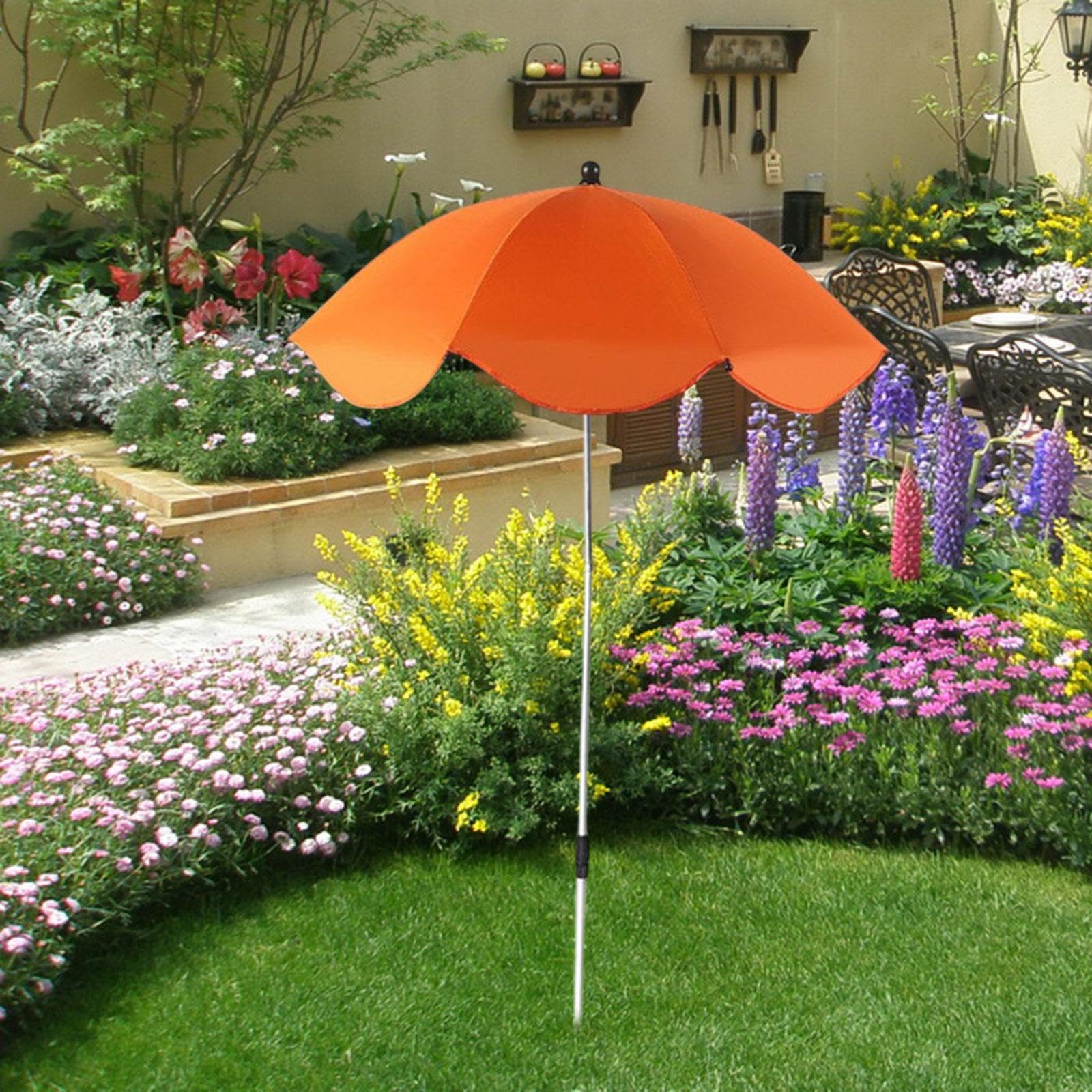 Baoblaze Höhenverstellbarer Pflanzenschirm, Garten Regenschirm Schatten für Pflanzen im Freien, Leichter Baldachin Pflanzenabdeckung für Blumen Pflanzer Topfpflanzen Gartenbetten, Orange Gelb