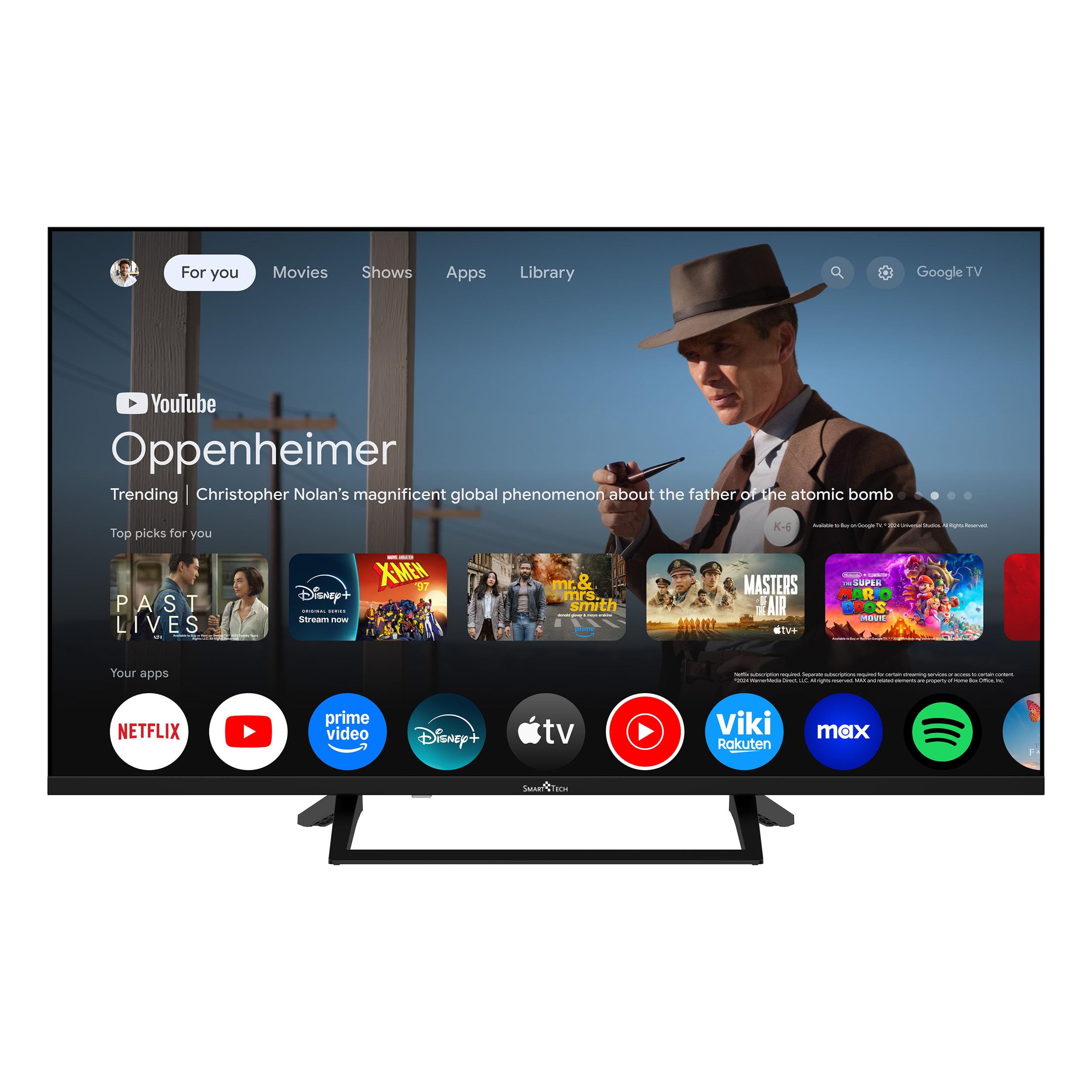 Smart Tech TV 40" (100 cm) 40QG01V Google TV QLED Full HD; 3 HDMI, 2 USB, Sonido Dolby Digital Plus