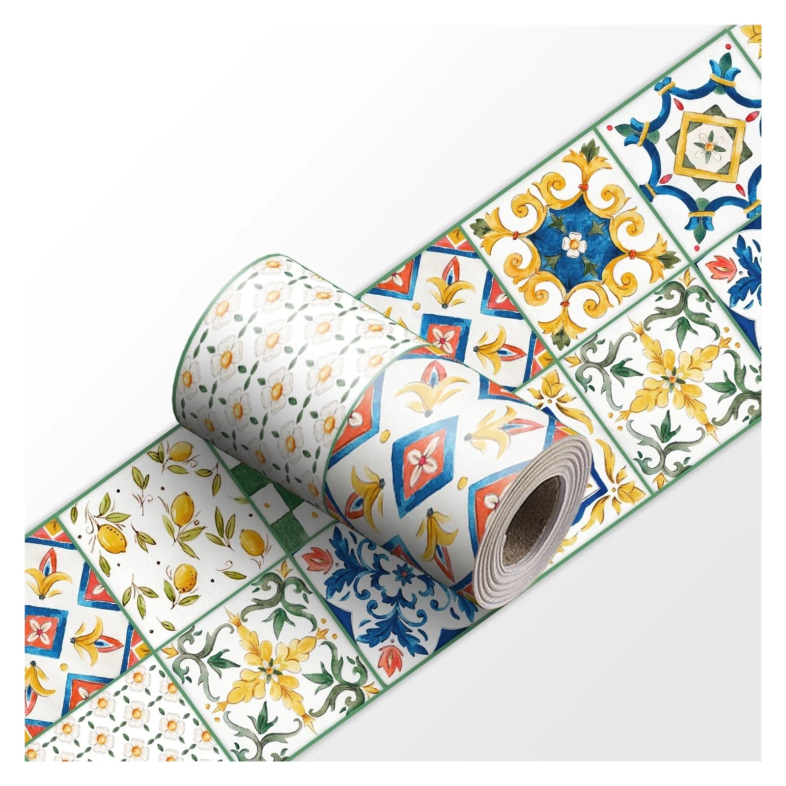 LCKKJHG Wallpaper Borders Self Adhesive 1pcs Ceramic Wall Stickers Peel & Stick Kitchen Backsplash Decorative Waist Line Tile Strips for Bathroom Skirting(YX-185,30cmX240cmX1roll)