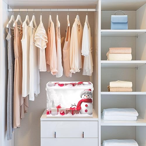 Miniatura 6 de Muñeco de nieve de invierno de Navidad (11) contenedores plegables para ropa, contenedores de almacenamiento de tela con asa reforzada, contenedores