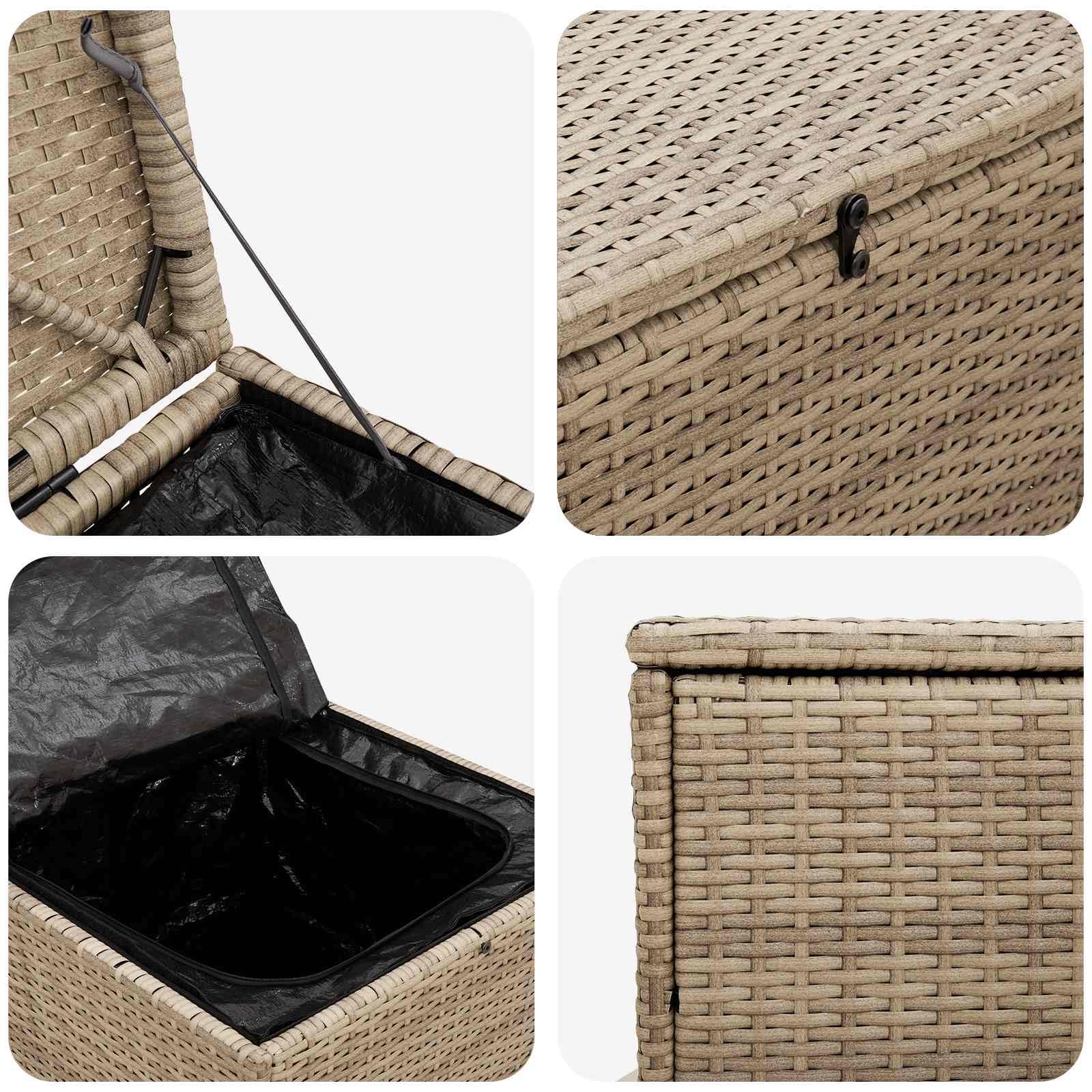 vidaXL Caja de Cojines 55 x 55 x 69 cm Acero, Almacenamiento para Sala, baúl Rectangular para Exteriores, Resistente a la Intemperie, Caja para Cojines, ratanera