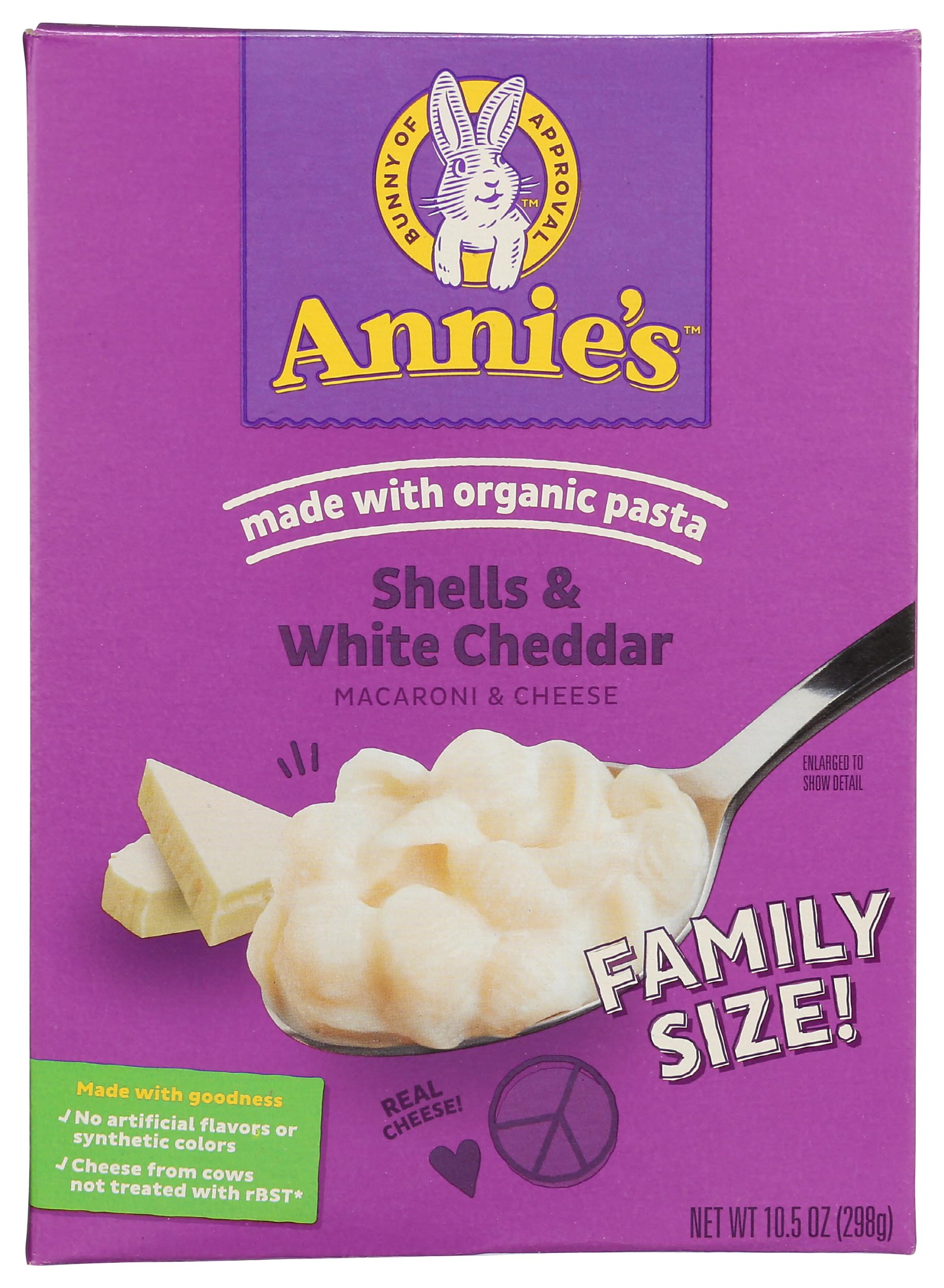 Macaroni & Cheese, Shells & White Cheddar, Family Size, 10.5 oz (298 g)