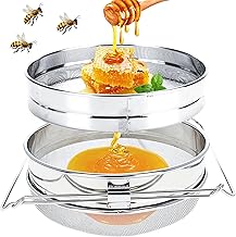 Stainless Steel Honey Strainer, Double Sieve Mesh Filter, Honey Extraction Tools with Adjustable Handles, Beekeeping Equipment, Ideal for Beekeepers