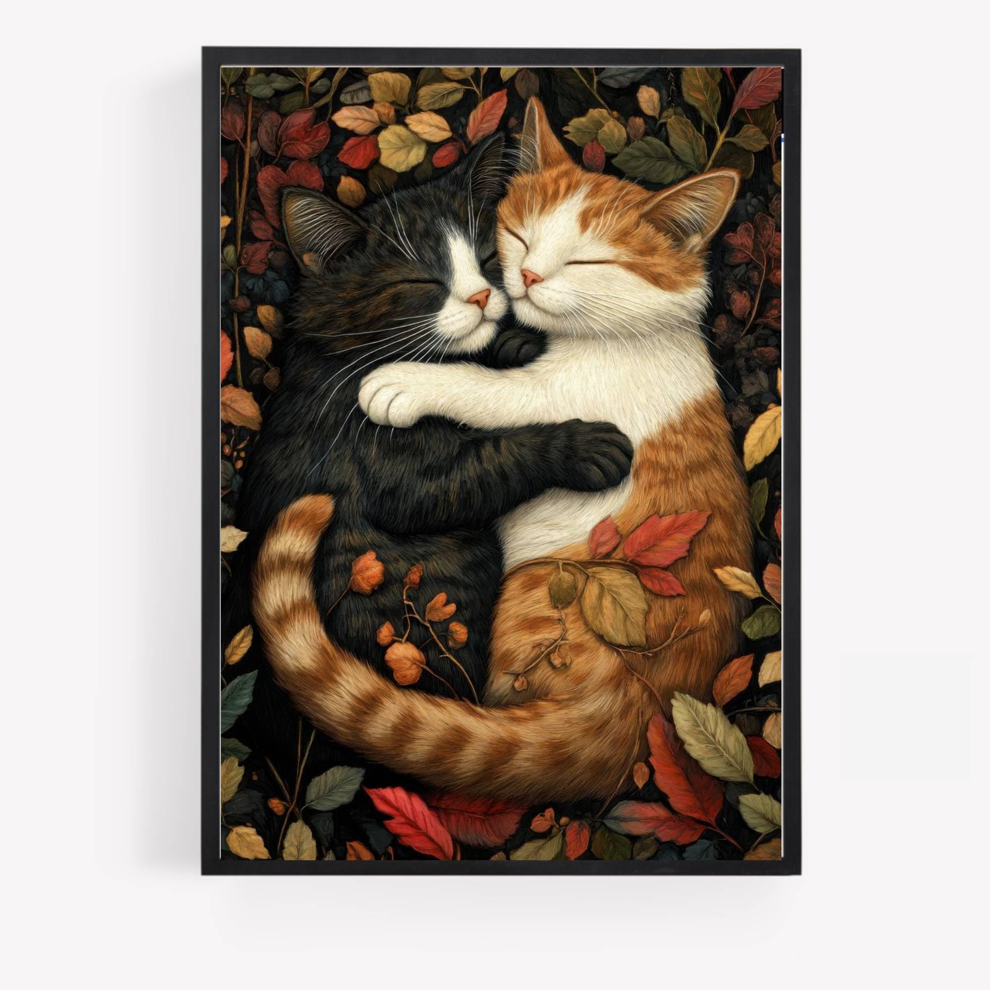Gfc Orange Cuddling Cats Kittens Print Picture Poster Preppy Portrait A4 Unframed Wall Art Home Decor Decorating Aesthetic Autumn Abstract