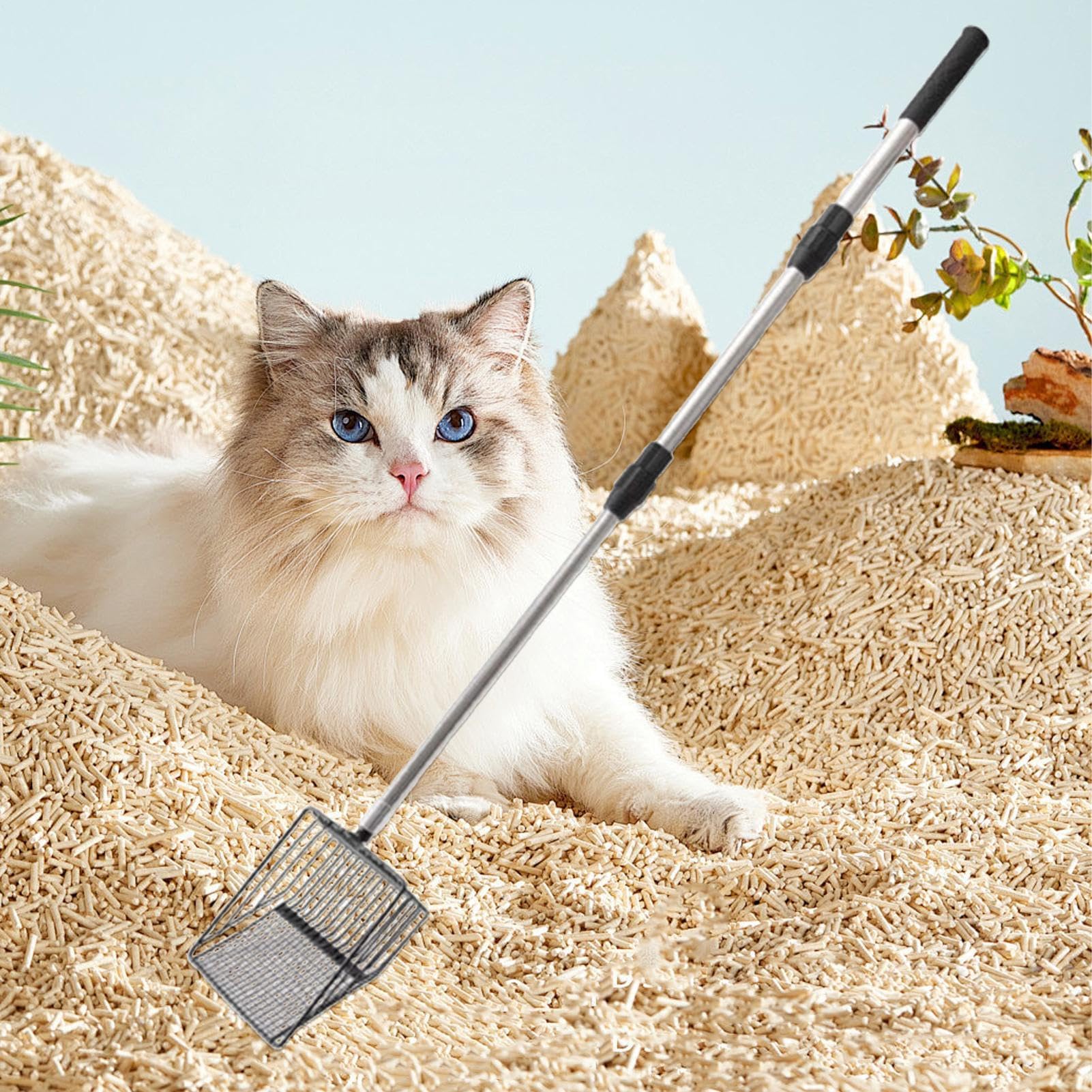 Pala para Arena de Gato, Herramienta ergonómica Multifuncional con 4 Accesorios de Pala for Arena y cría Aves Corral