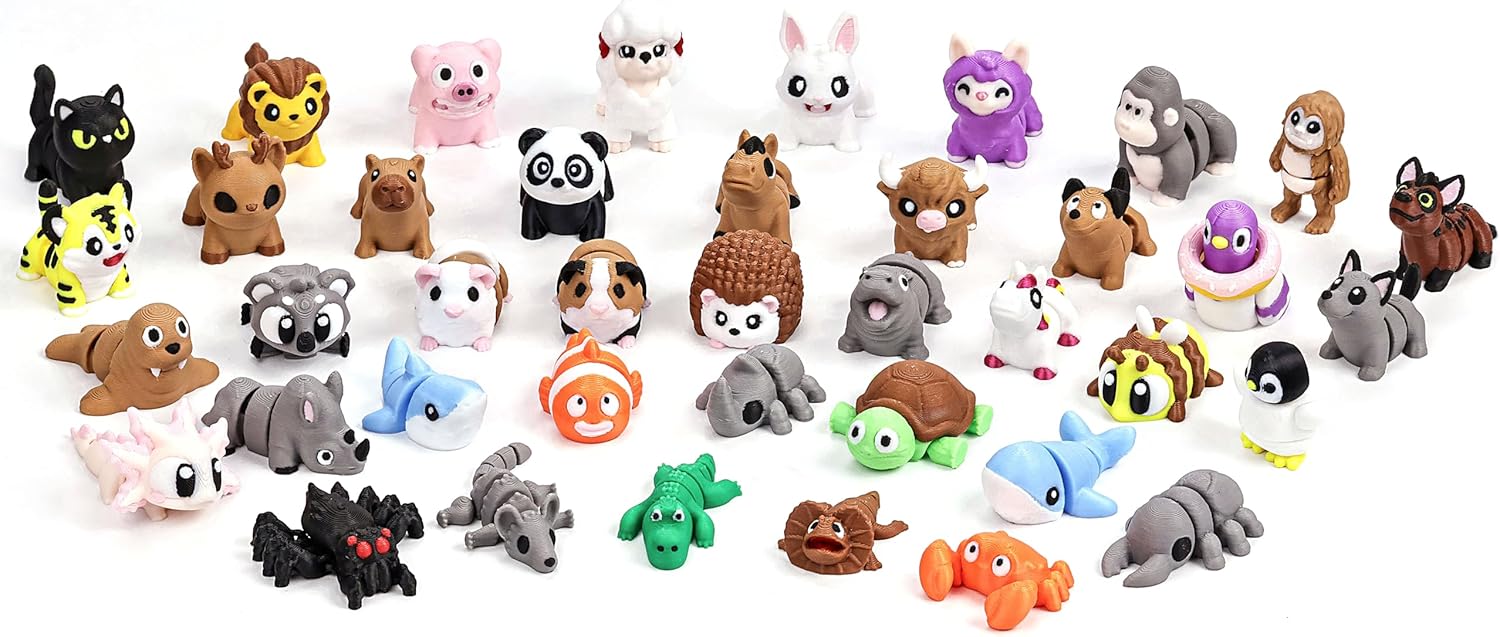 3D Printed Animal Figurines Set, Articulated Animal Figurines,Fidget Toys, Flexible Desk Decor, Party Favor, Gifts for Girls and Boys, Office Desk Pets, School Gifts (Classic-09)
