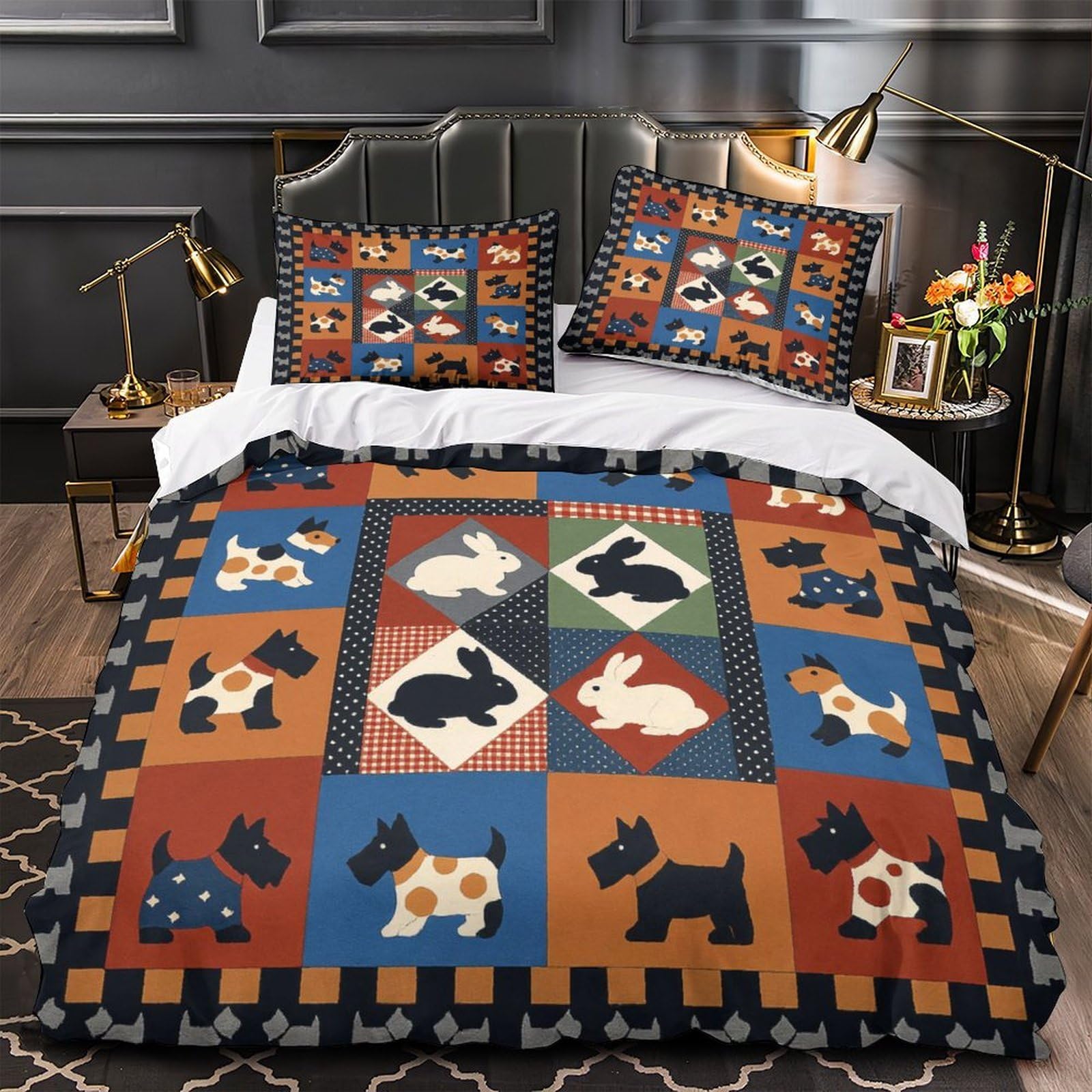 Housse de Couette Scotch Terrier pour chambre d'enfant modèle rétro doux