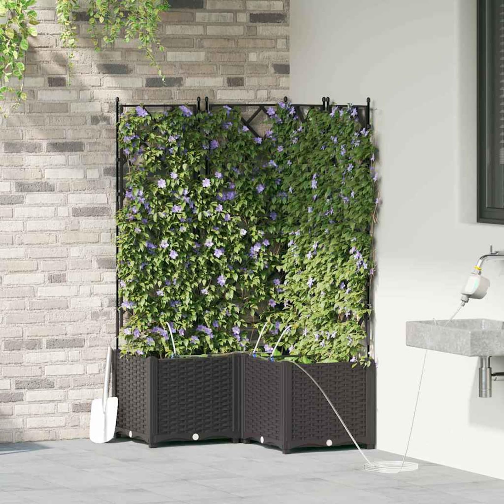 Geecher Vaso da Giardino 3 Pezzi, con Sistema di irrigazione, 80x80x142 cm, in Acciaio, fioriera per Esterno, Ideale per Principianti e Appassionati di Giardinaggio