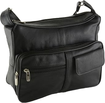 Womens Genuine Leather Cross Body Shoulder Strap Organizer Purse, One Size | Genuine Leather