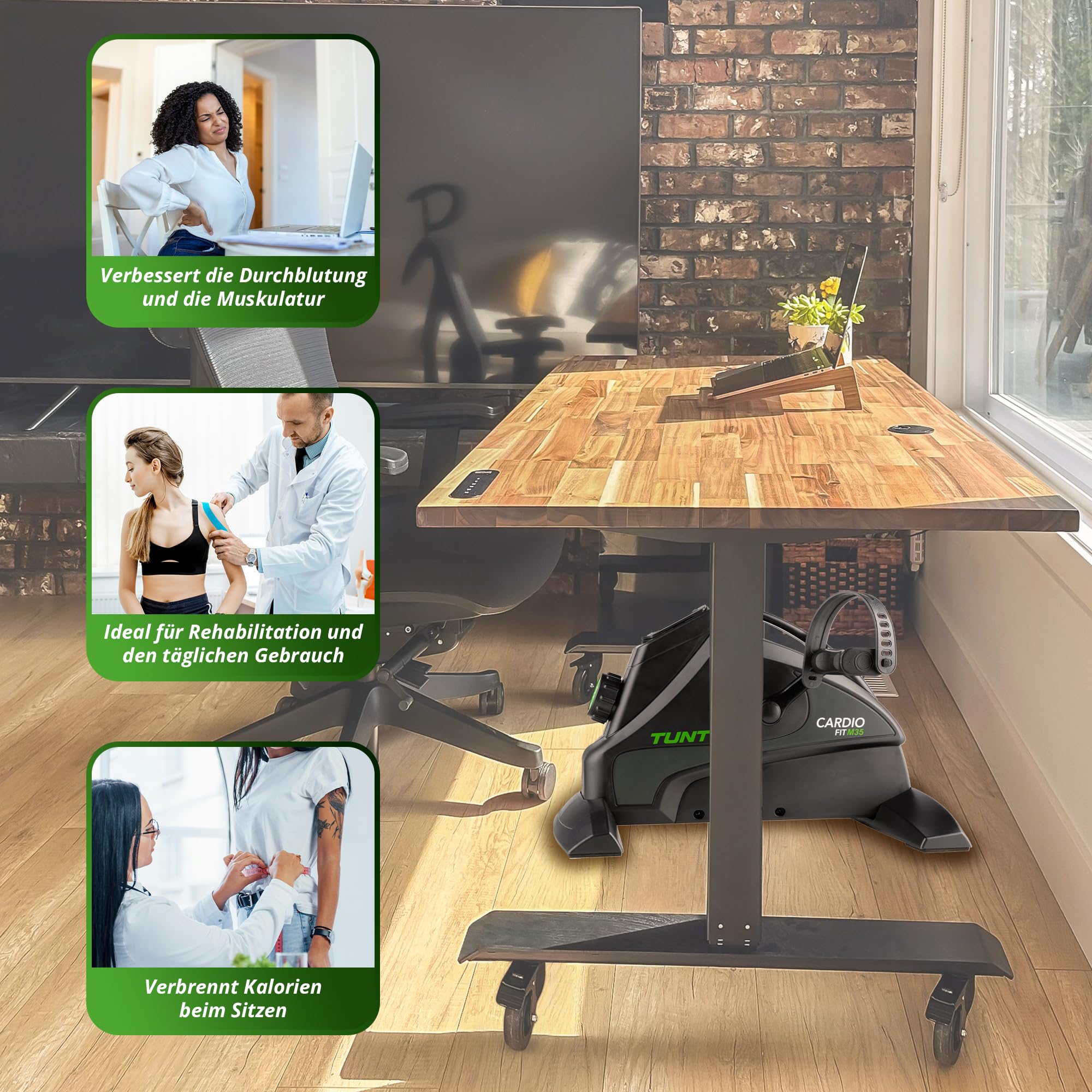 Tunturi Pedaltrainer Cardio Fit – Testsieger 2024 - Mini Heimtrainer für Senioren - Arm und Beintrainer im Sitzen - Einstellbarer Widerstand und LCD-Display