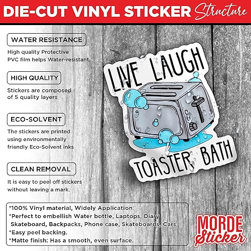 Miniatura 3 de Live Laugh Tostadora - Calcomanía de baño divertida con cita de tostadora, broma de 4 pulgadas, impermeable, para casco duro, laptop, botella de