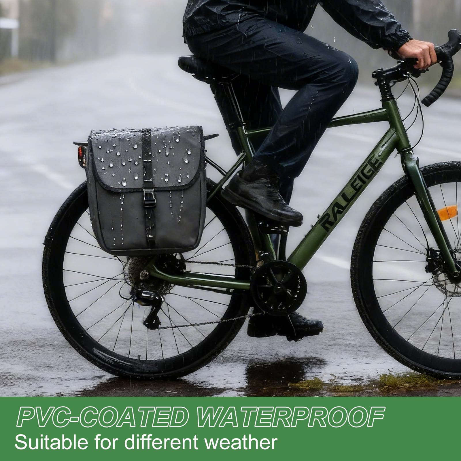 Fahrradtaschen für Gepäckträger 20L mit Tragegriff, 𝟔𝟎𝟎𝐃 Oxford-Gewebe 100% Wasserdicht Gepäckträgertasche, Fahrradtasche Gepäckträger Hinten für Fahrradpendler, Touren, Schwarz