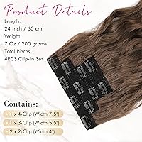 Vista 54 de REECHO Extensiones de cabello, 4 piezas Extensiones de cabello con clip de 24 pulgadas gruesas largas ondas de playa extensiones de cabello negro