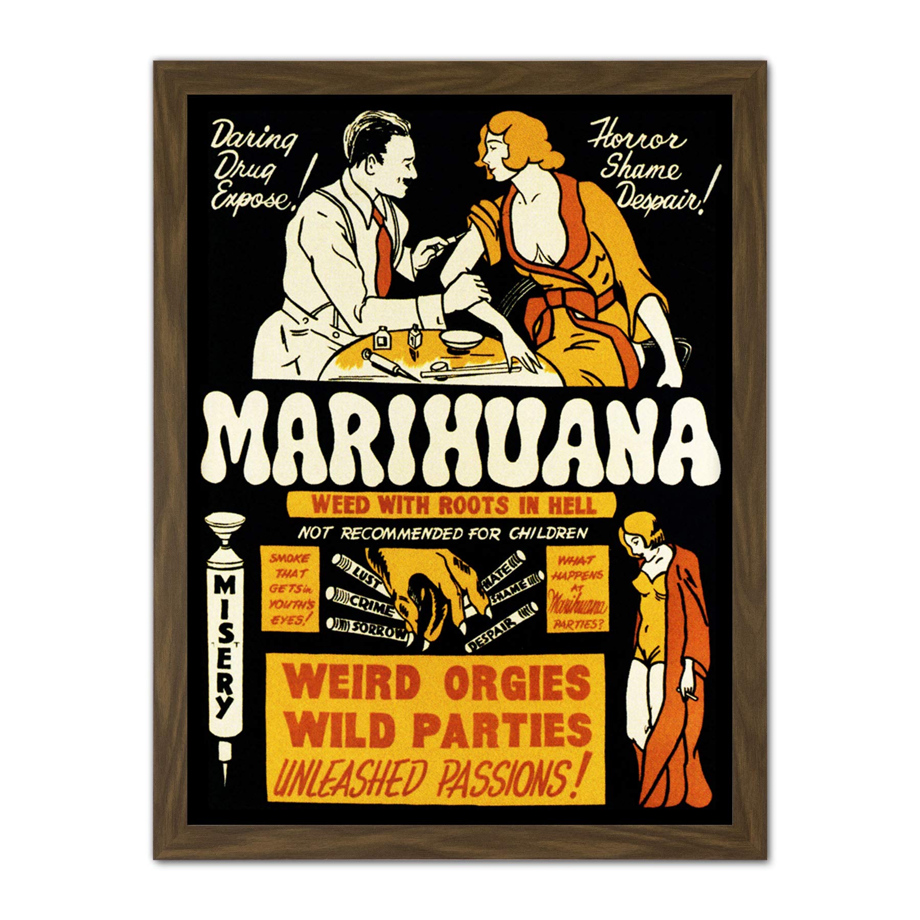Wee Blue Coo Marijuana Weed Drug Abuse Artwork Framed Wall Art Print 18X24 Inch