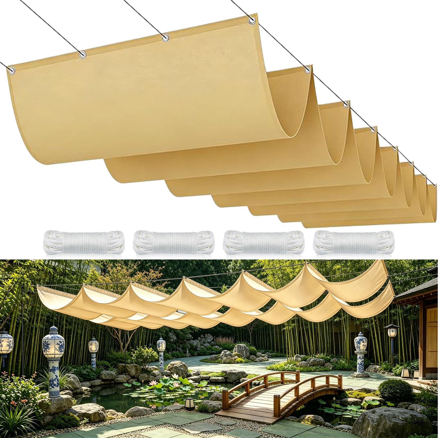 Voile d'ombrage de rechange patio extérieur 230x600 rétractable amovible