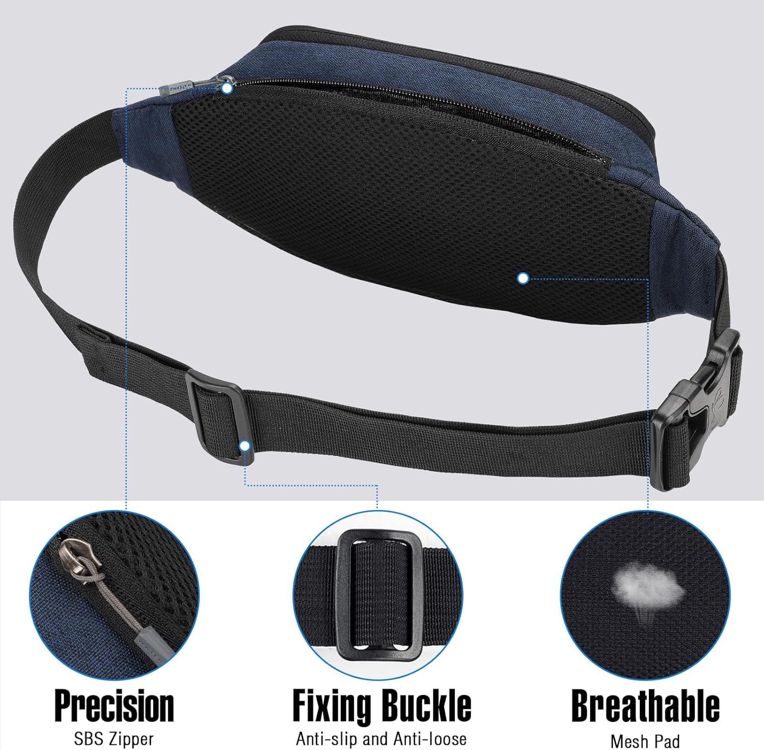 WATERFLY Fanny Pack Waist Bag: Small Hip Pouch Bum Bag Fannie Pack Phanny Fannypack Waistpack Bumbag Beltbag Sport Slim Fashionable for Jogging Hiking Hiker Woman Man - Image 4