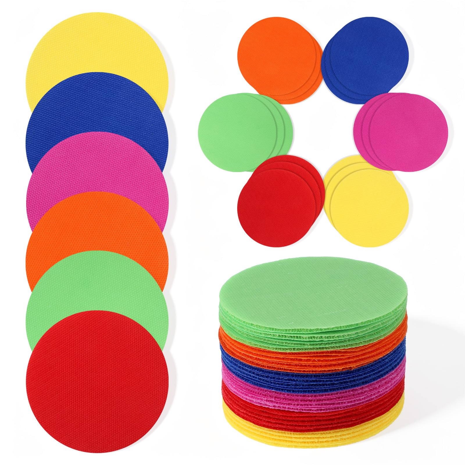 48Pcs Carpet Spots, 4 Inch Carpet Spot Markers, Circle Sit Carpets Spots for Classroom Floor Kindergarten Teacher Supplies Yoga Games and Activities(6 Colors)