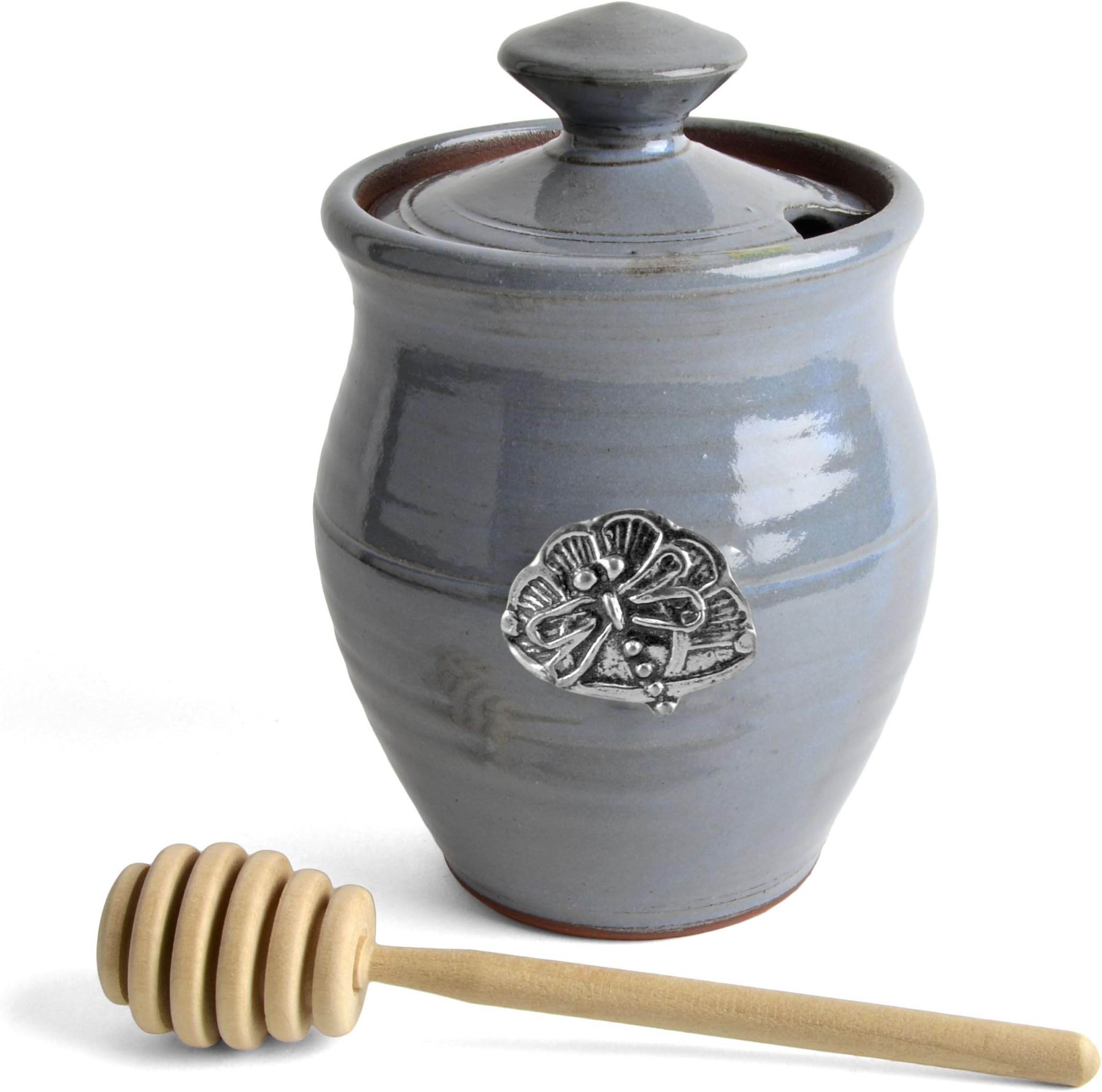 Oregon Stoneware StudioDragonfly Honey Pot, Light Blue