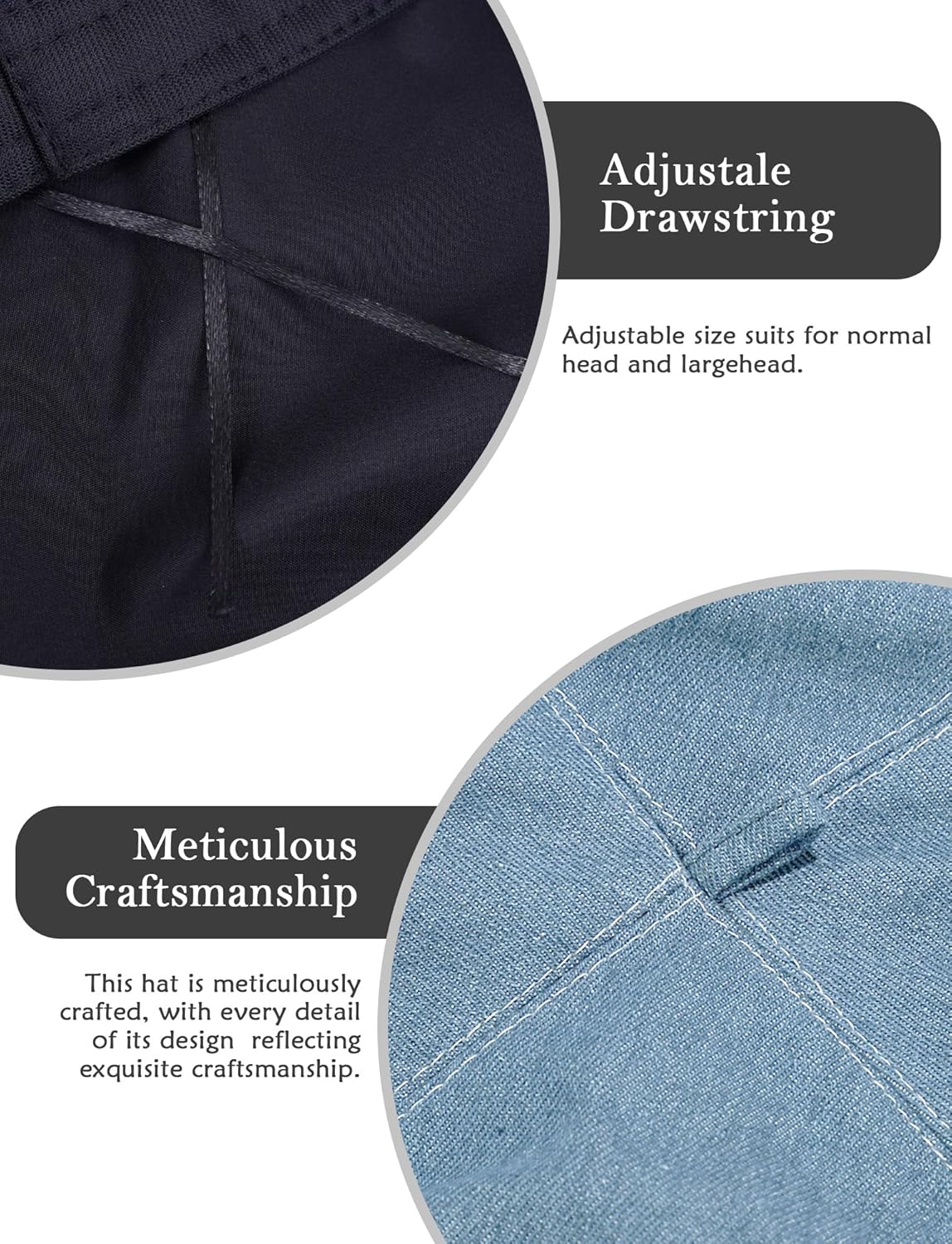 FEOYA 2025 Denim Beret Hat Painter Hat Cotton for Women Y2k Artist Hats with Adjustable Strap - Image 3