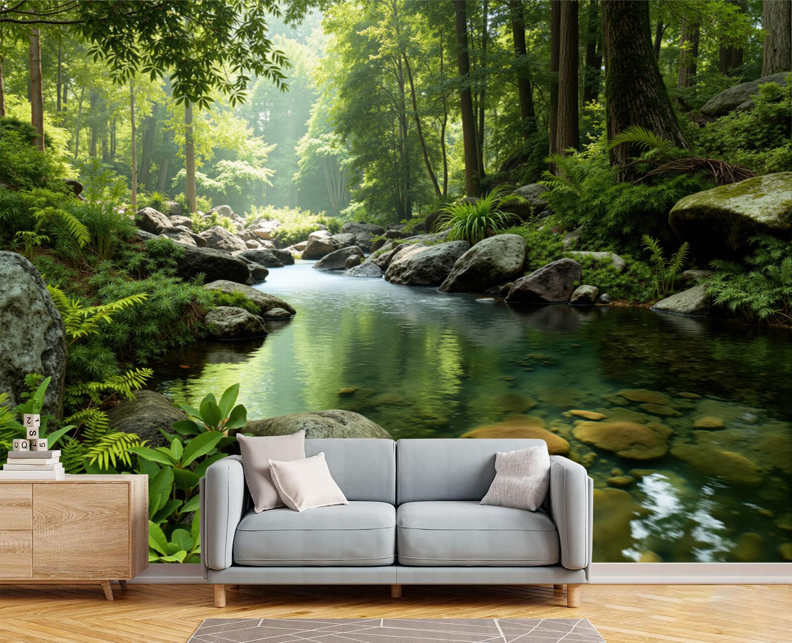 Papier peint 3D forêt tropicale pour chambre et salon déco murale nature 200x140
