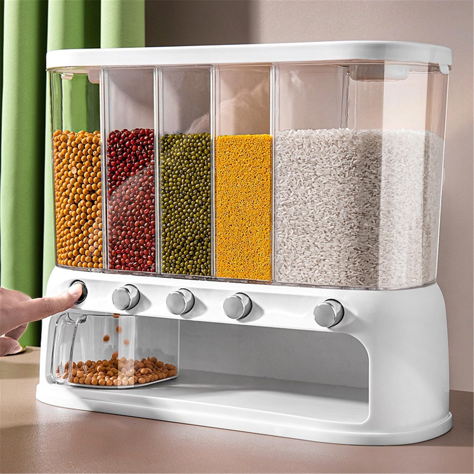Distributore Di Cibi Montati A Parete - Di Contenitori Cereali Da 20 Kg | Secchio A Secco | Organizzatore Di Stoccaggio Della Cucina Con Sezioni Multipli Per Snack Di Riso Per La Gestione