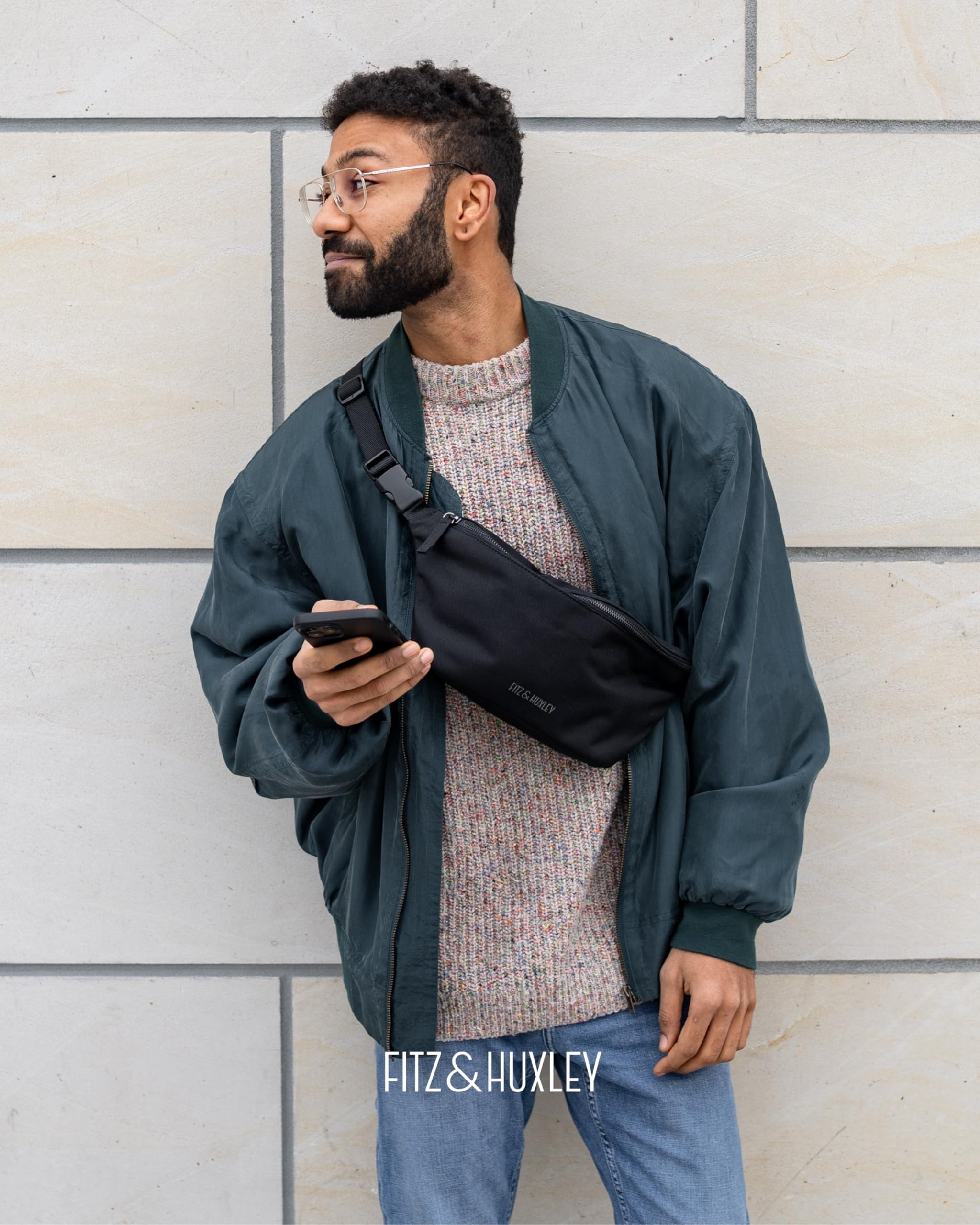 Fitz & Huxley Crossbody Bag Ocean [INKL. ANTIDIEBSTAHL-Fach] - Crossbag Groß für Herren & Damen - Wasserabweisende Umhängetasche aus Ocean Plastic - Bodybag Klein - Crossover Tasche & Gürteltasche
