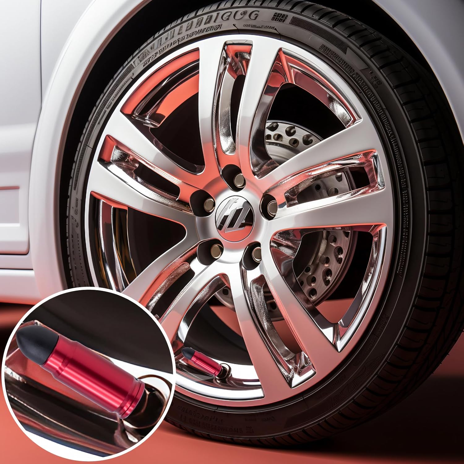 4PCS Bullet Style Tire Valve Stem Caps, Plastic Tip Tire Valve Caps, Aluminum Alloy Dustproof Waterproof Valve Caps Cover fits Cars, Trucks, Bikes, Motorcycles and Bicycles(Red) - Image 3