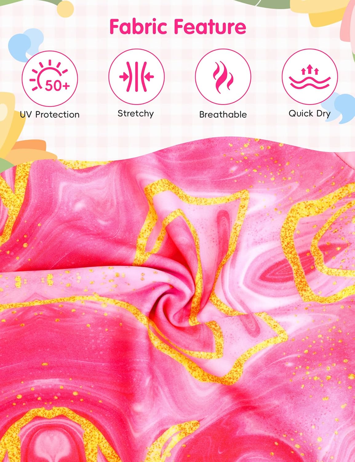 Girls Swimsuit Colorful Short Sleeve Bathing Suits UPF 50+ Rash Guard Set Two Piece Summer Swimwear - Image 7