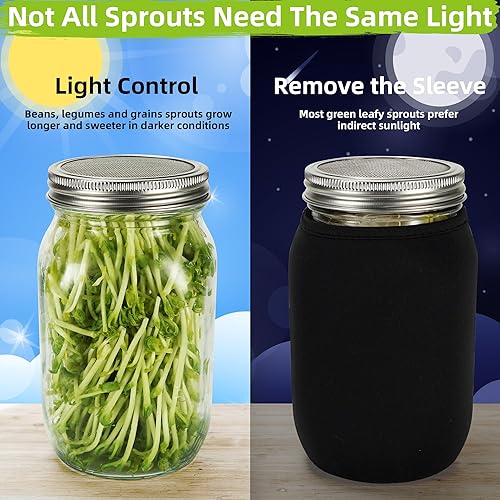 Miniatura 3 de Zeato Juego de tarros de germinación para cultivar brócoli, alfalfa, mung bea, tapas de brotes de pantalla de acero inoxidable de alta calidad, 2
