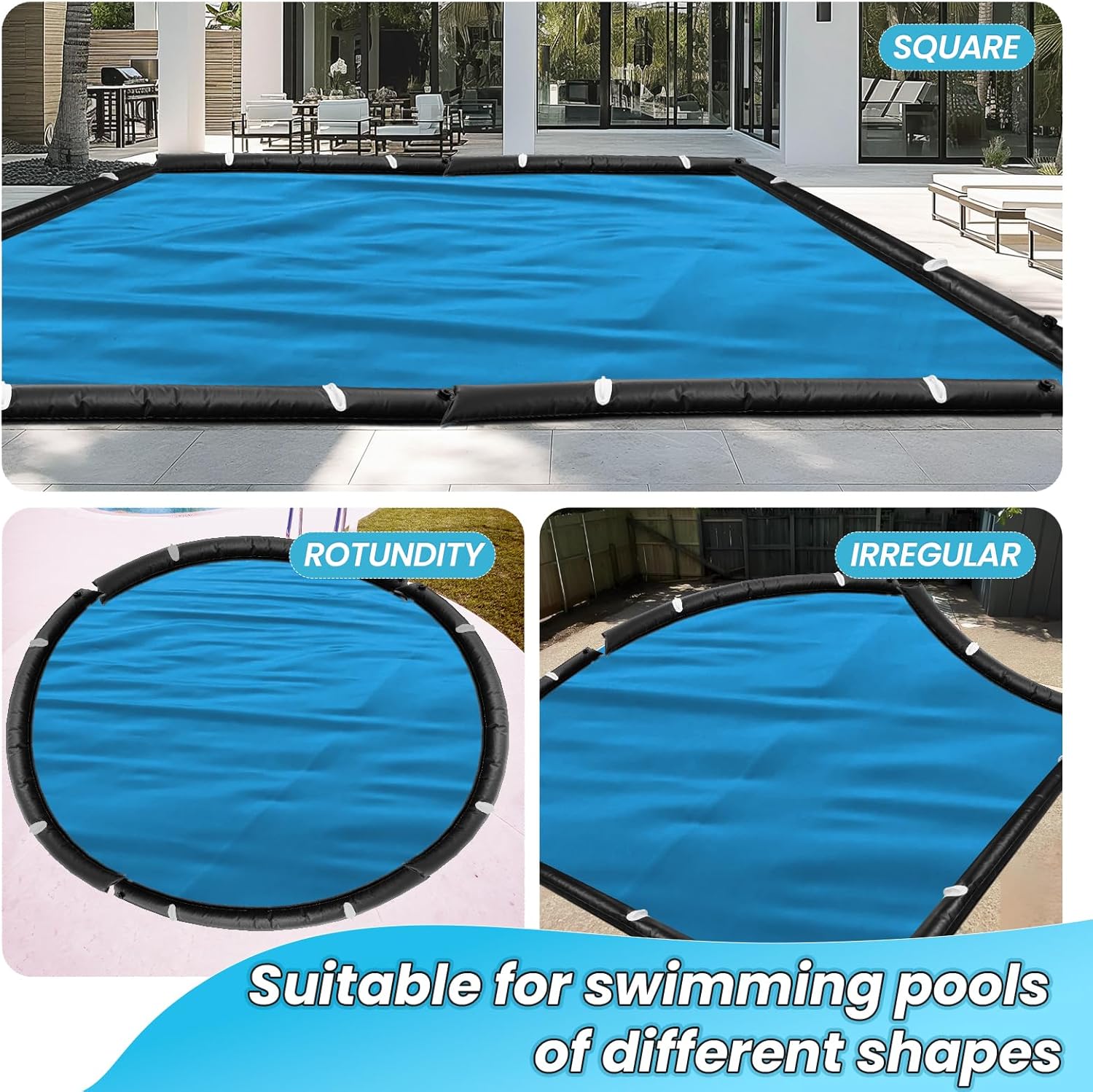 Tryly 3 Layer Composite Material Winter Pool Water Tube with 2 Handle, Thickened 0.8mm PVC Water Weight Bags, Super Strong Frost and Tear Resistance, for Inground Pool Cover (8Ft 4Pcs Black)
