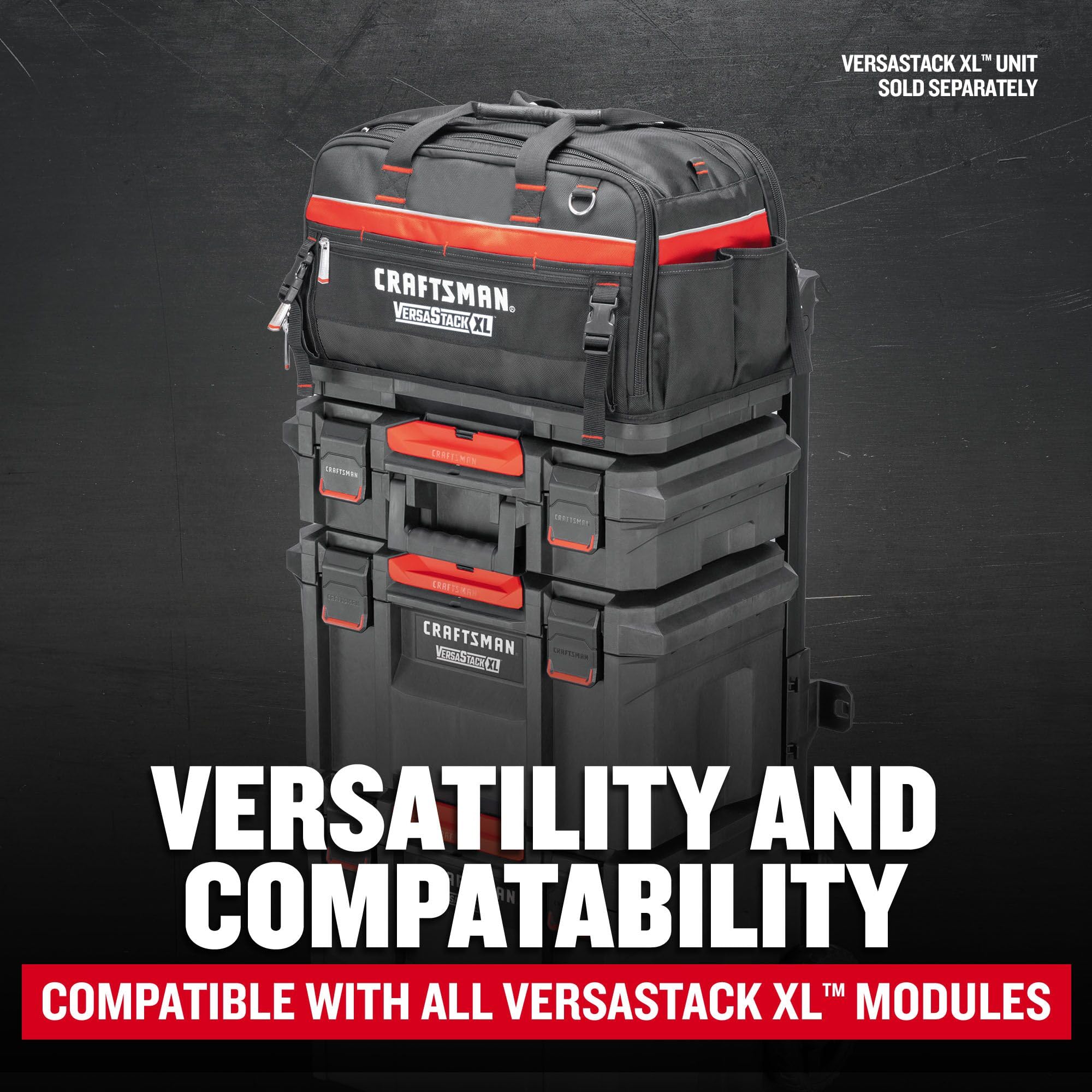 CRAFTSMAN TRADESTACK torba na narzędzia, 57 cm, trwały poliester, czarno-czerwona (CMST21450)