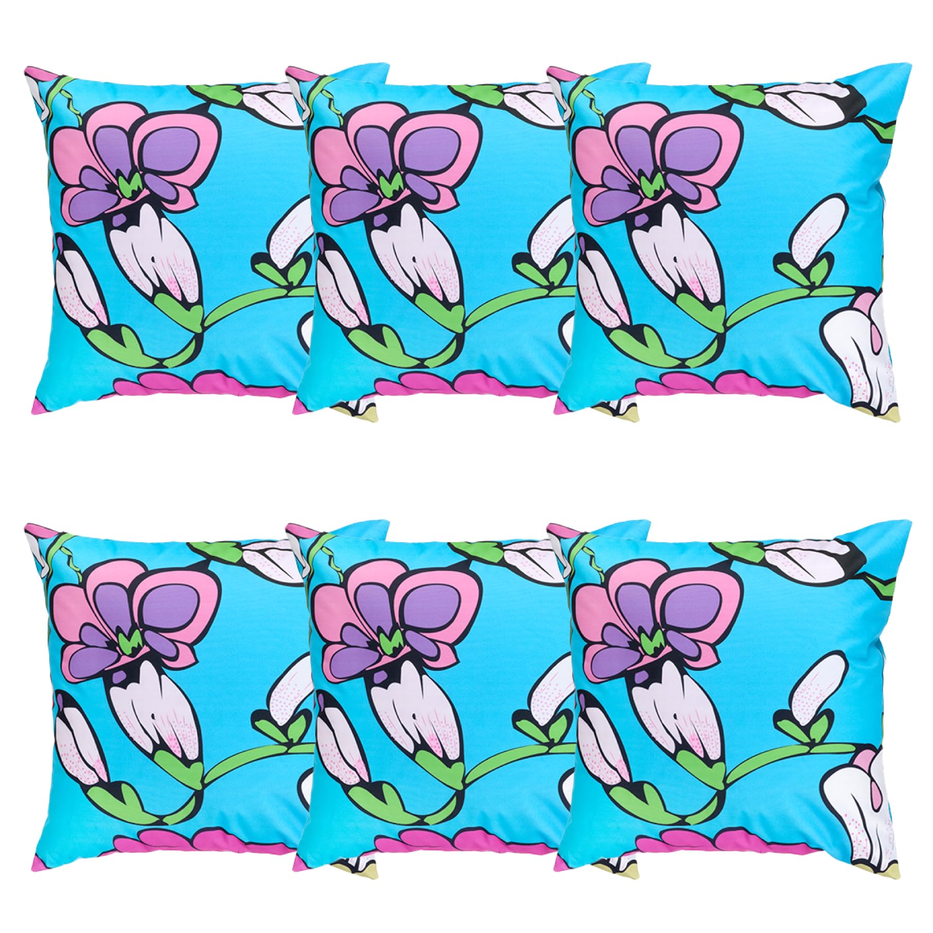 Gardenista Decorative Outdoor Cushion 45x45 cm | Indoor Water Resistant Garden Printed Throw Pillow | Soft Patio Furniture Cushions | Easy to Clean Patterned Cushion (6, Flower Aqua)