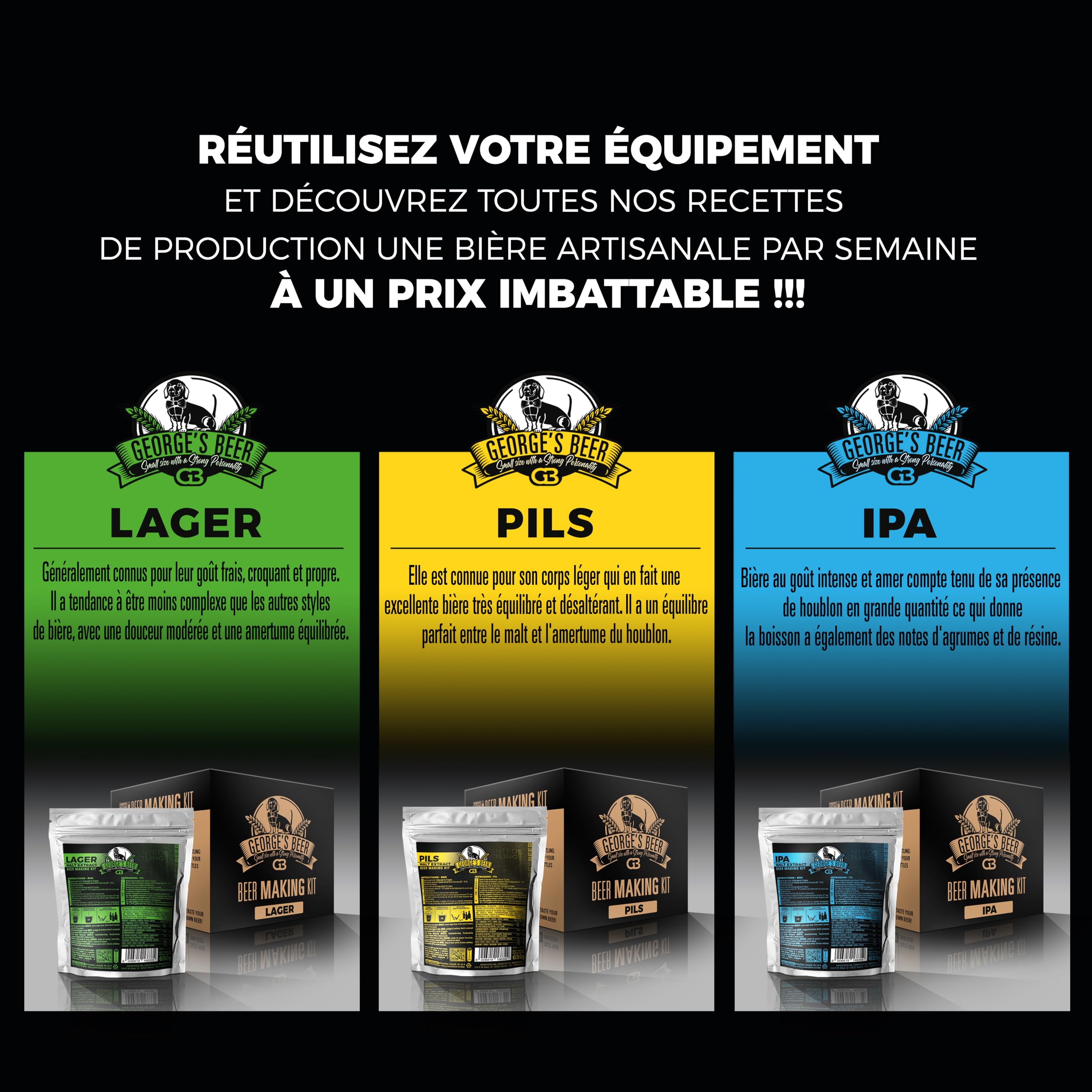 Beer & Wine - George's Kit de Fermentation de la bière 5 l - Bière Artisanale Maison - Kit de Fermentation de Malte - Kit bière- Kit de Production de bière - Idée Cadeau (Kit avec Malt IPA)