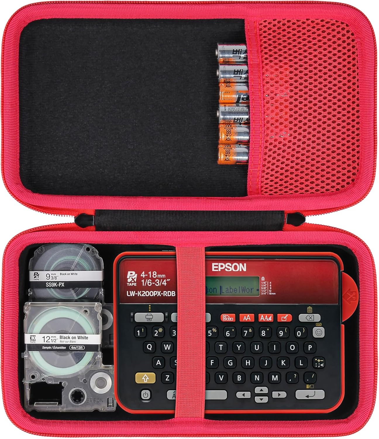 khanka Hard Travel Case Replacement for LABELWORKS Epson LW-K200PX-RDB Portable QWERTY Keyboard Label Maker,Case Only (Red Black)
