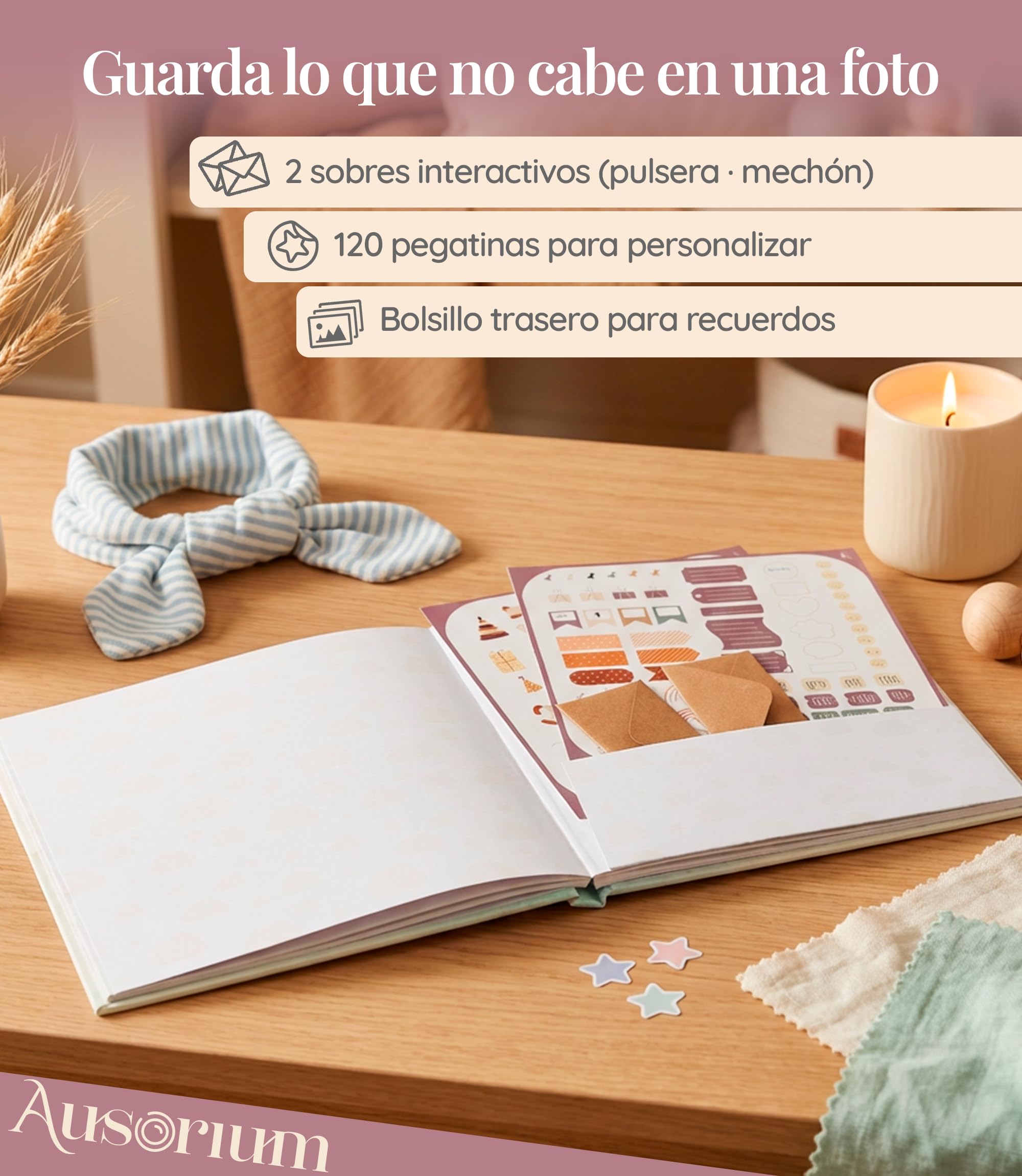 Libro Recuerdos Bebe – Album Fotos Bebe Mi Primer Año 0-12 Meses, Regalo Bebe Recien Nacido Niño y Niña Baby Shower Mama Primeriza Padres Primerizos 82 Paginas 120 Pegatinas 2 Sobres y Ecografia