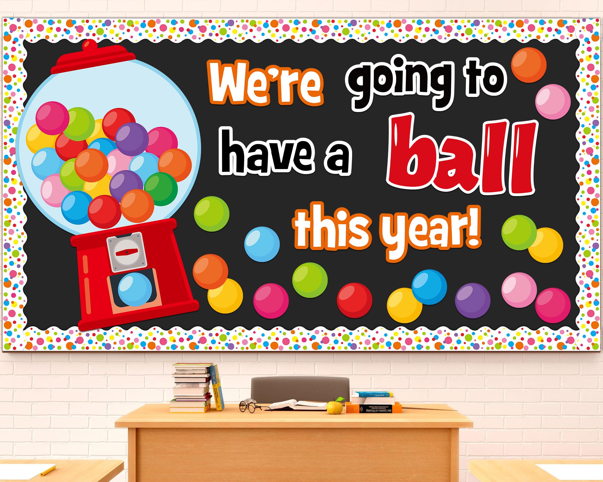 Naozinebi Gumball Machine Bulletin Board Set Colorful Bubble Gumballs Bulletin Board Bubble Gumball Cutouts for Back to School Welcome Candy Theme Classroom Educational Learning Activities Decoration