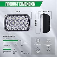 Vista 5 de 2 piezas de faros de haz sellado todoterreno Plug and Play H6054 7x6 5x7 luz automática con luces de halo azules compatibles con Wrangler YJ XJ