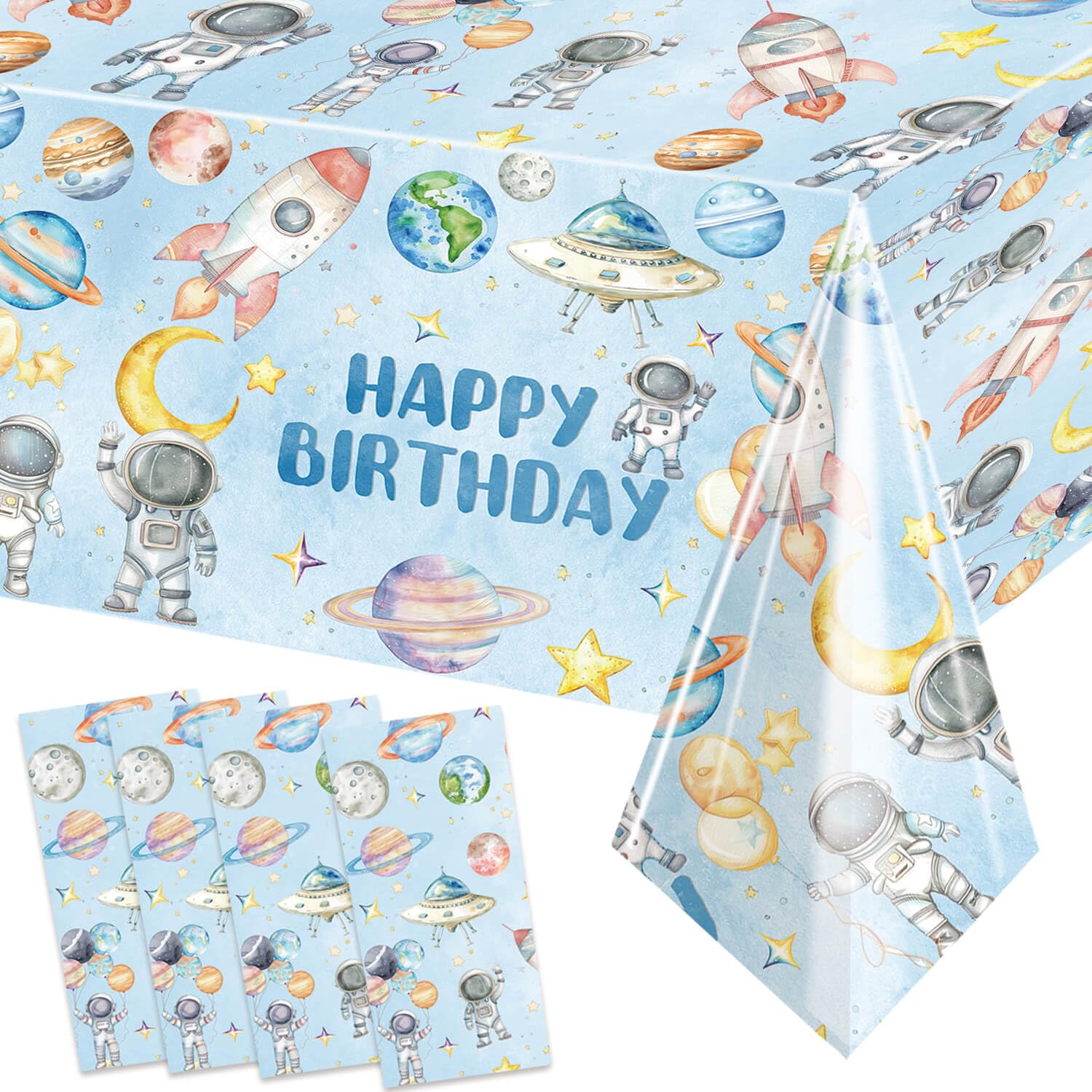 4 Pack Space Birthday Party Tablecloths First Trip Around The Sun Table Cover Two The Moon Table Cloths for Outer Space Theme Boy Baby Shower 1st 2nd