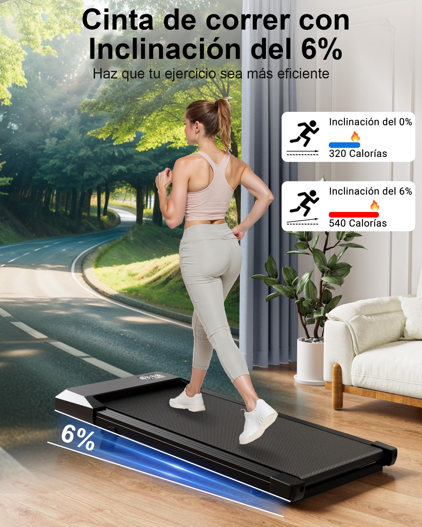Copant Tapis de Marche, Tapis de Course avec LCD Écarn, 2.5 HP Walking Pad avec APP &Télécommande，Charge Max 136 kg, 1.5-6km/h pour Domicile ou Bureau