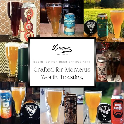 Miniatura 7 de Dragon Glassware Vaso de cerveza taza de pub transparente con aislamiento de doble pared diseño al revés tiene capacidad para una botella de cerveza