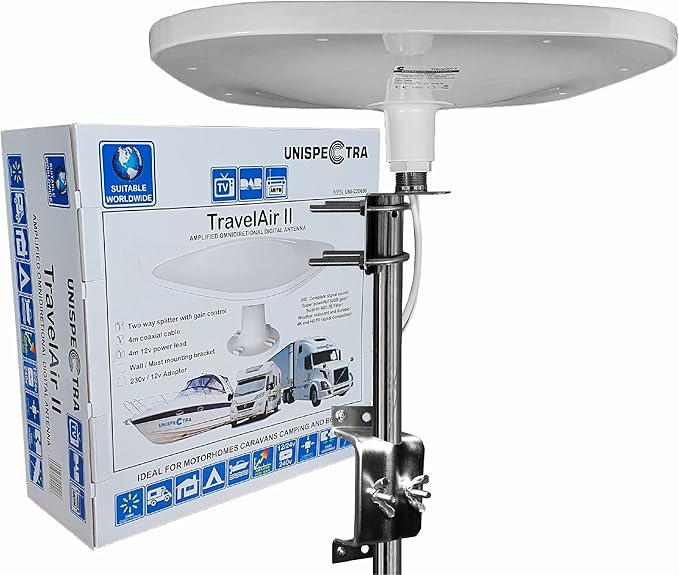 TRAVELAIRII Omnidirectional Amplified Digital HD TV Aerial 32dB High