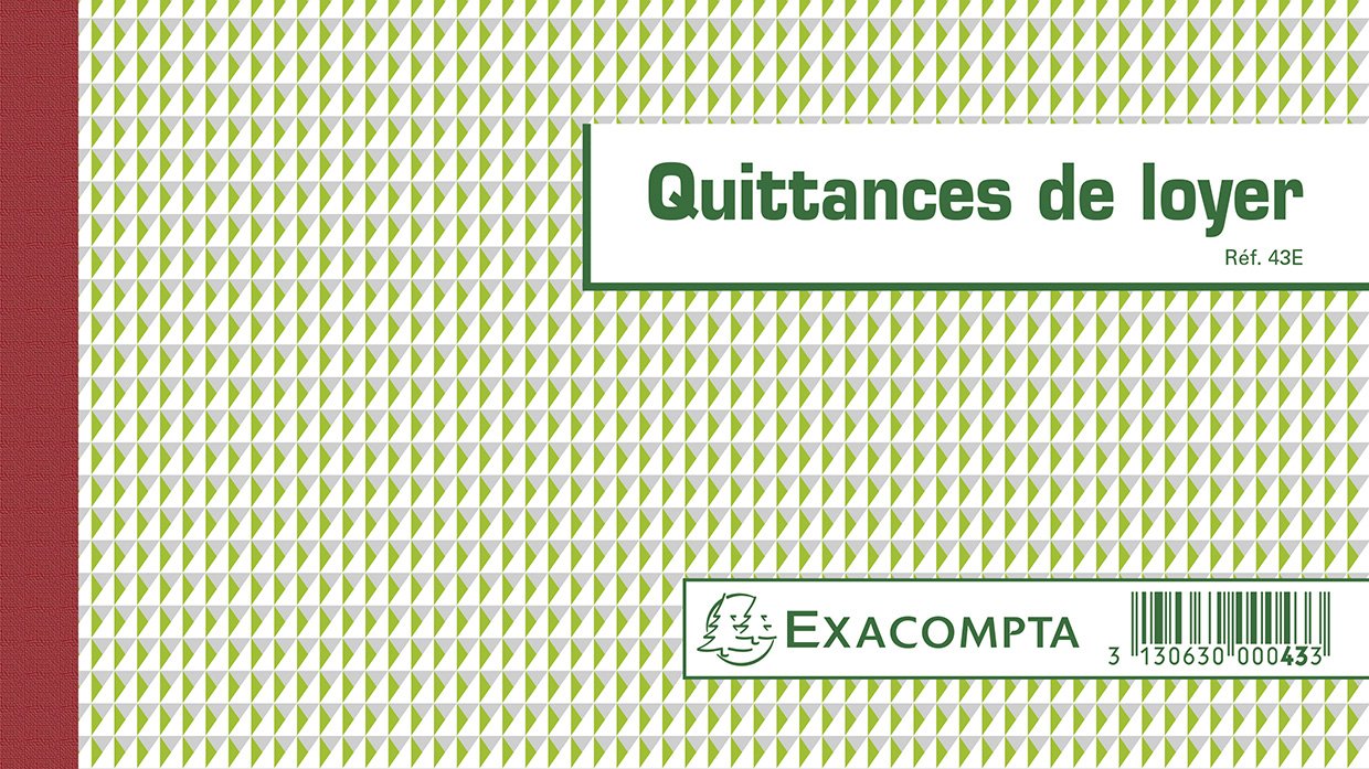 Exacompta - Ref. 43AE - 1 RENT RECEIPT Manifold - 50 numbered carbonless sheets in 3 copies (1 original + 2 copies) - format 125 x 21 mm - FSC certified - made in France